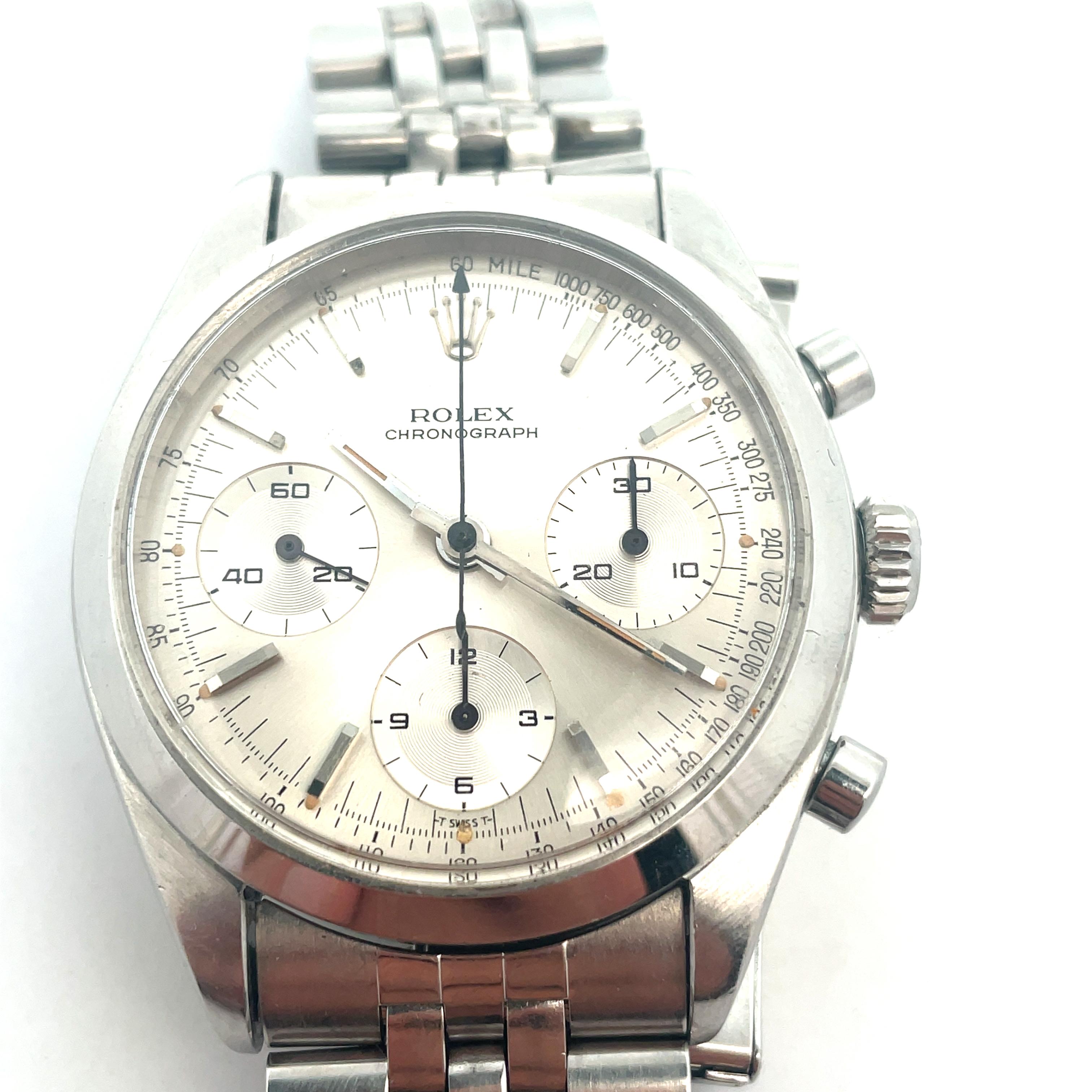 Women's or Men's Rolex Vintage Chronograph Pre Daytona 6238 Watch never polished For Sale
