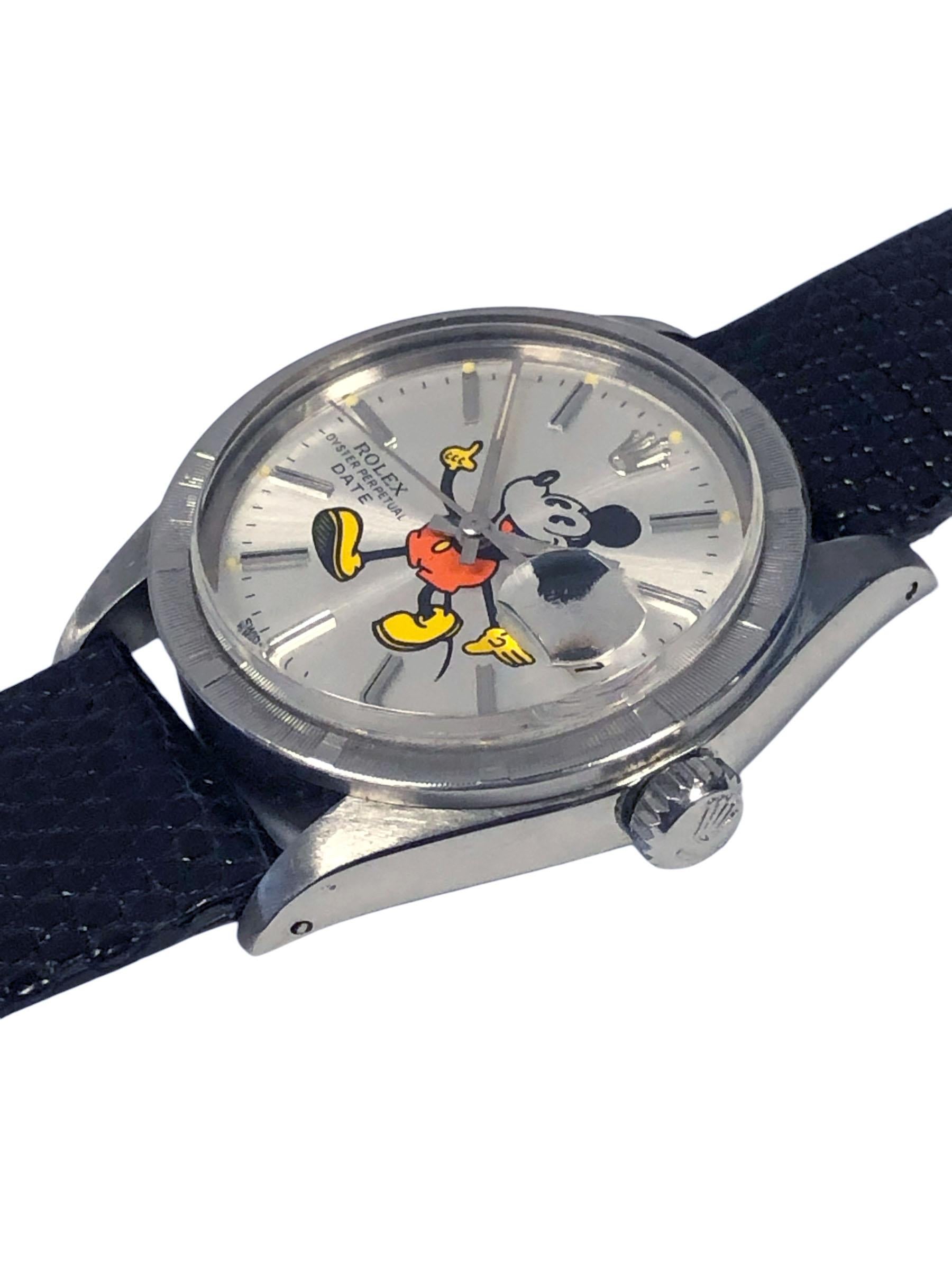 Women's or Men's Rolex Vintage custom Mickey Mouse Dial Automatic Wrist Watch