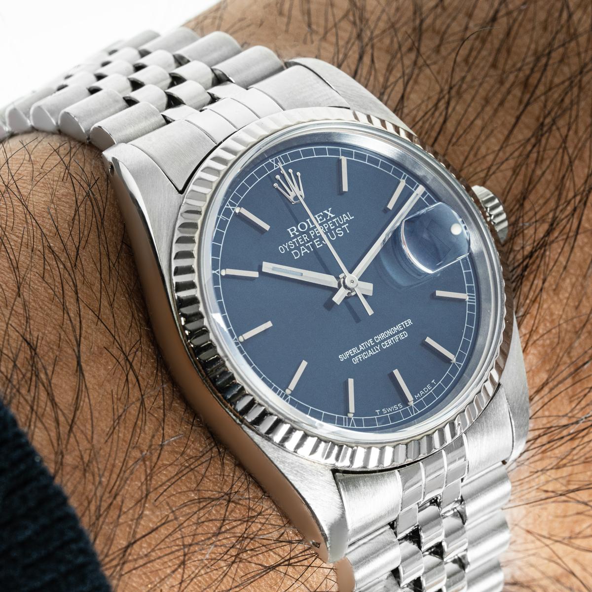 Rolex Vintage Datejust Blue Dial 16234 en venta 5