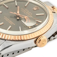 Rolex Vintage Datejust Steel & Rose Gold Grey Slate Dial 1601