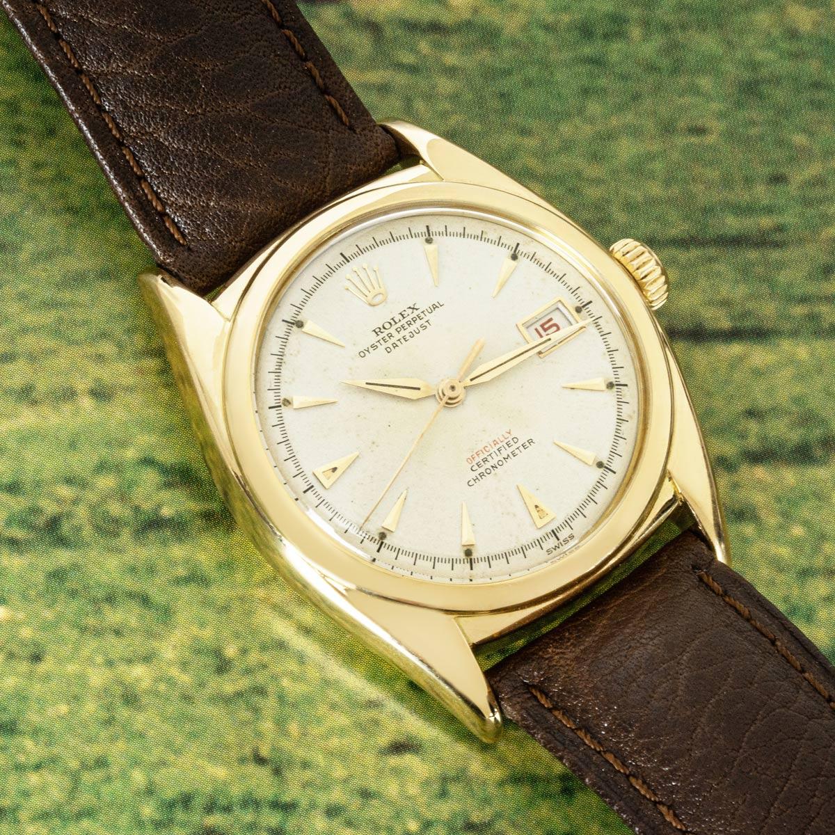 Rolex Vintage Datejust Yellow Gold Red 6104 For Sale 5