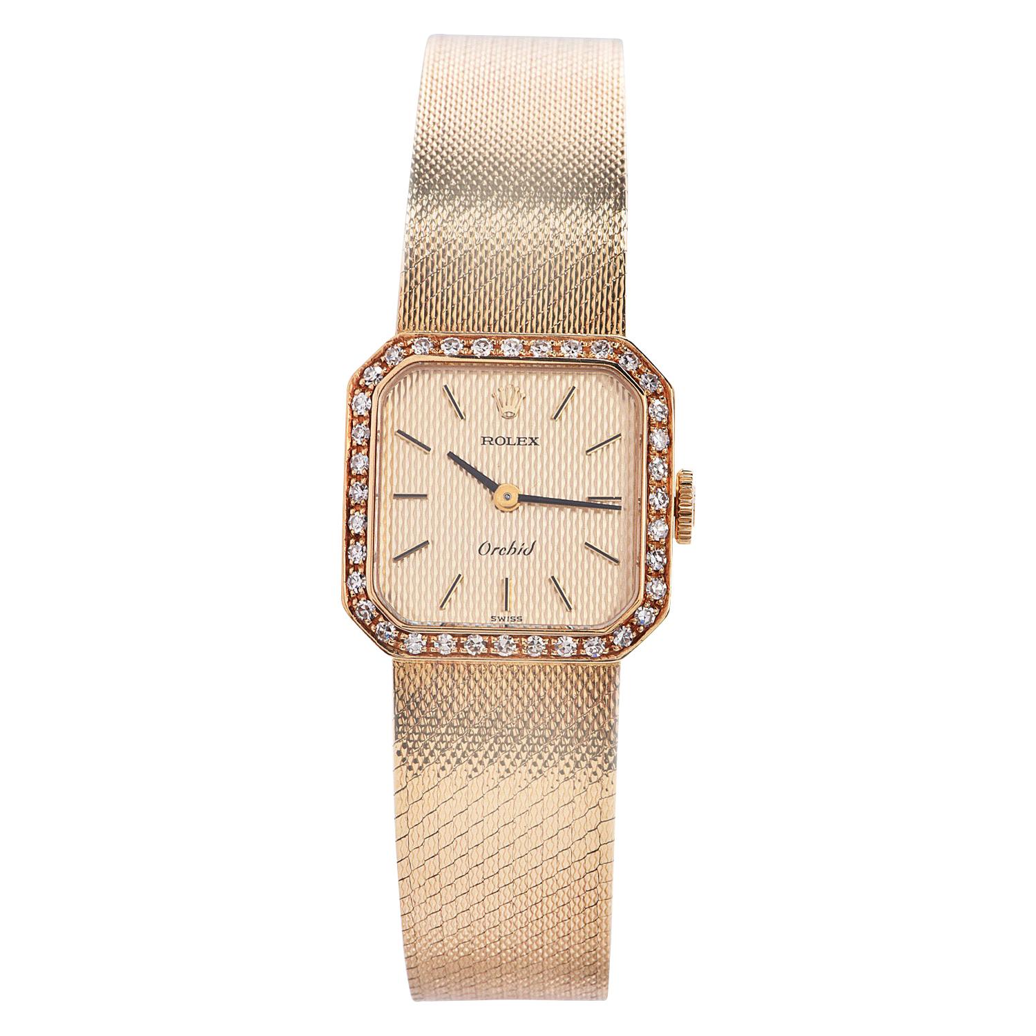 Rolex Vintage Diamond Cellini Mechanical 18K Yellow Gold Ladies Watch at  1stDibs | rolex women's cellini gold watch