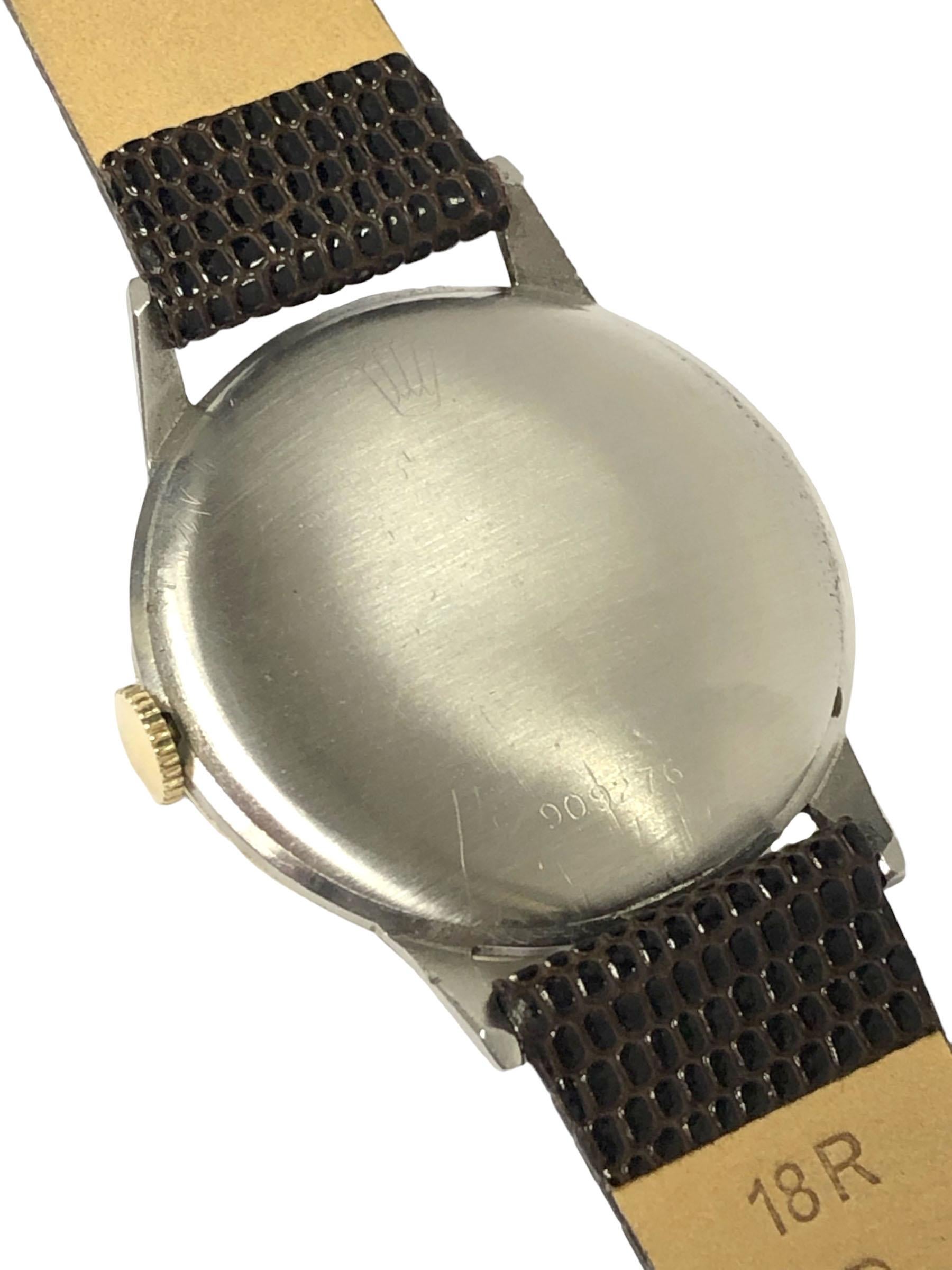 Rolex Vintage Gold Top and Steel back Larger Manual Wind Wrist Watch (Montre-bracelet à remontage manuel) Excellent état - En vente à Chicago, IL