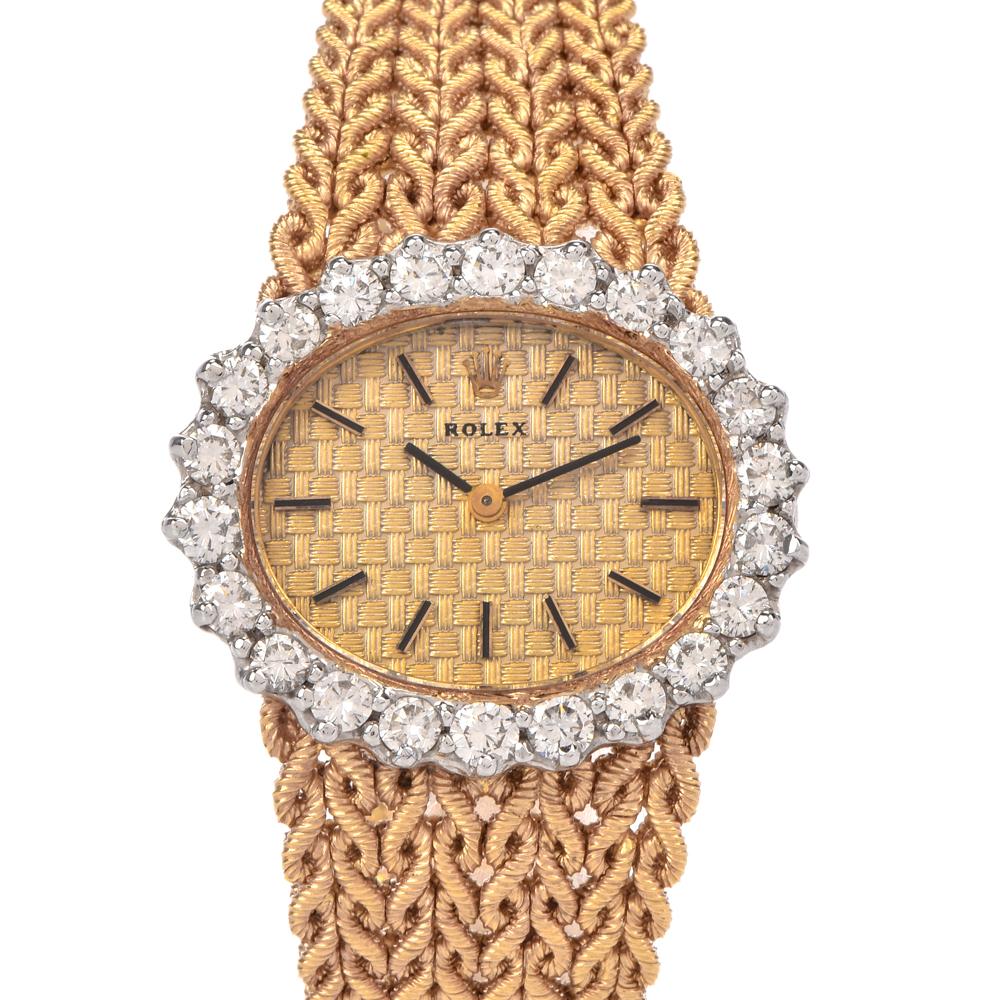 Rolex Vintage Ladies 18 Karat Yellow Gold Diamond Watch