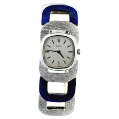 Vintage Rolex Lapis & White Gold U-Link Shape Custom Bracelet  Watch
