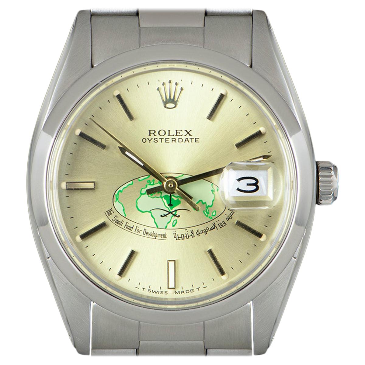 Rolex Vintage Oyster Date Stainless Steel Champagne Saudi Dial 6694 Watch