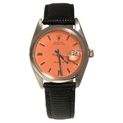 Rolex Retro Oyster Date Steel Manual Wind with Coral Color Dial