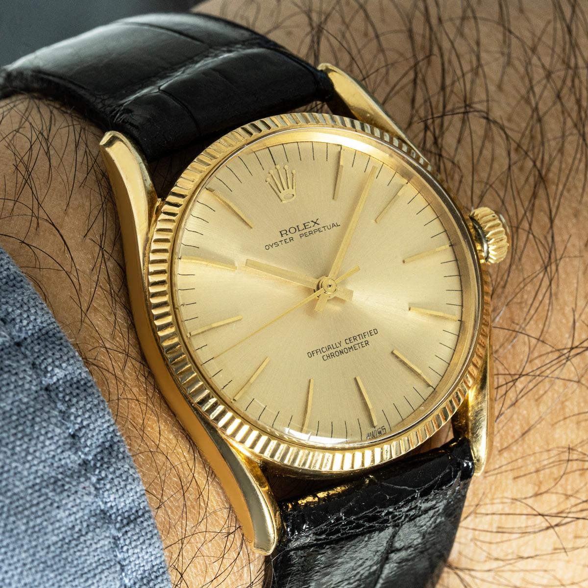 Rolex Vintage Oyster Perpetual Gelbgold 6593 im Zustand „Gut“ im Angebot in London, GB