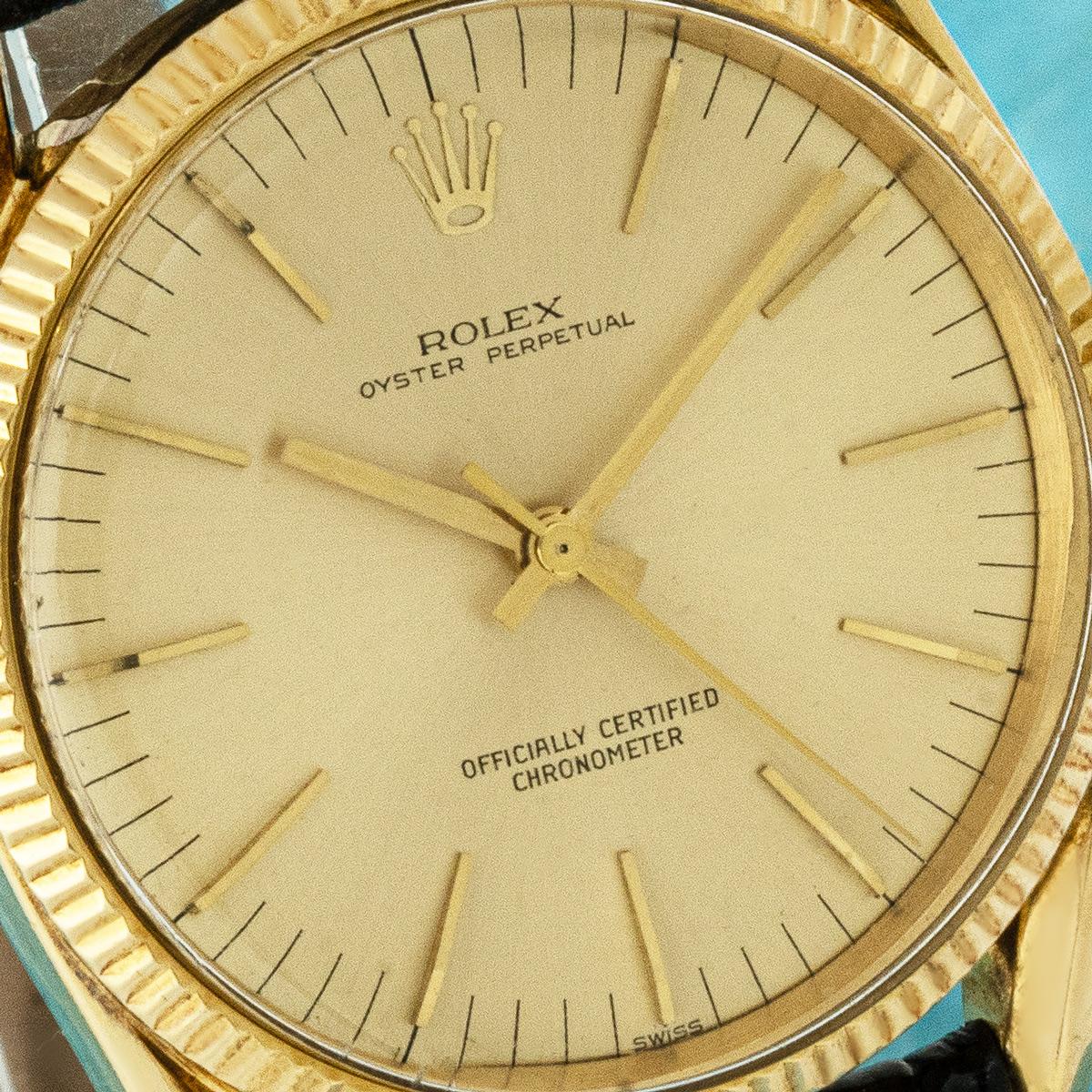 Rolex Vintage Oyster Perpetual Gelbgold 6593 im Angebot 2