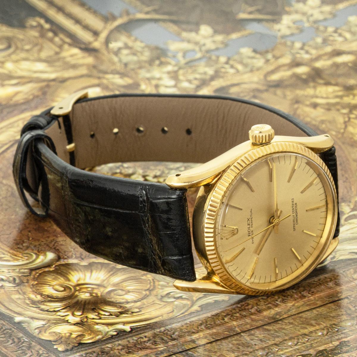 Rolex Vintage Oyster Perpetual Gelbgold 6593 im Angebot 4