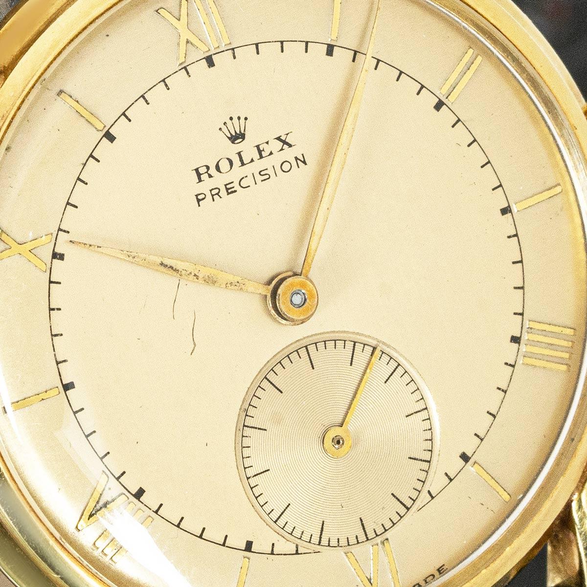 Rolex Vintage Precision Yellow Gold In Good Condition For Sale In London, GB
