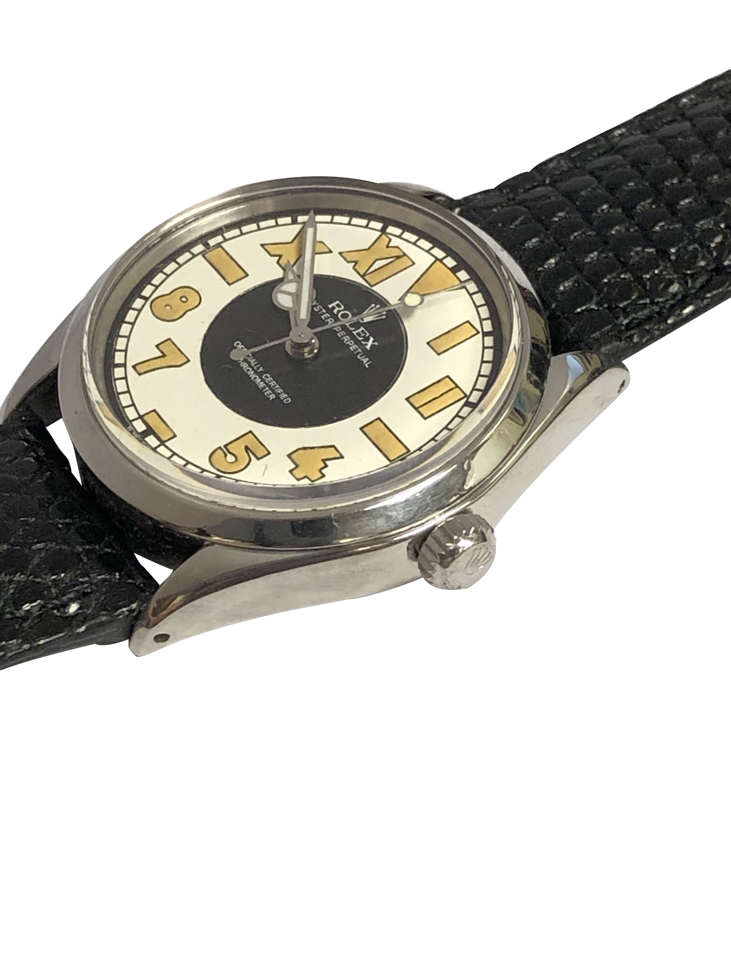 Women's or Men's Rolex Vintage Ref 5500 Steel cased Automatic watch with Bubble Back Style Dial For Sale