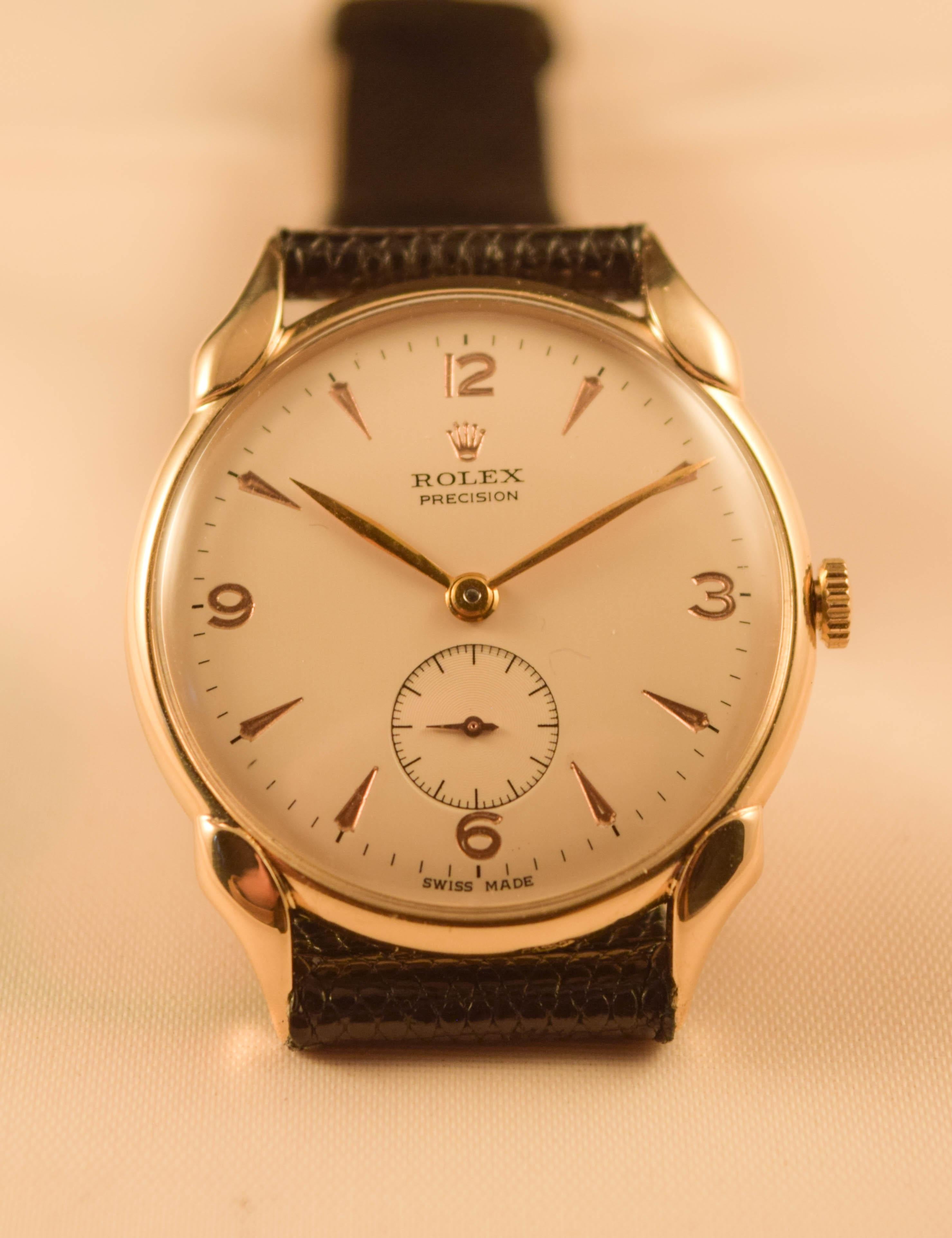 Rolex Vintage Solid Gold Scallop Lugs extremely rare For Sale 10