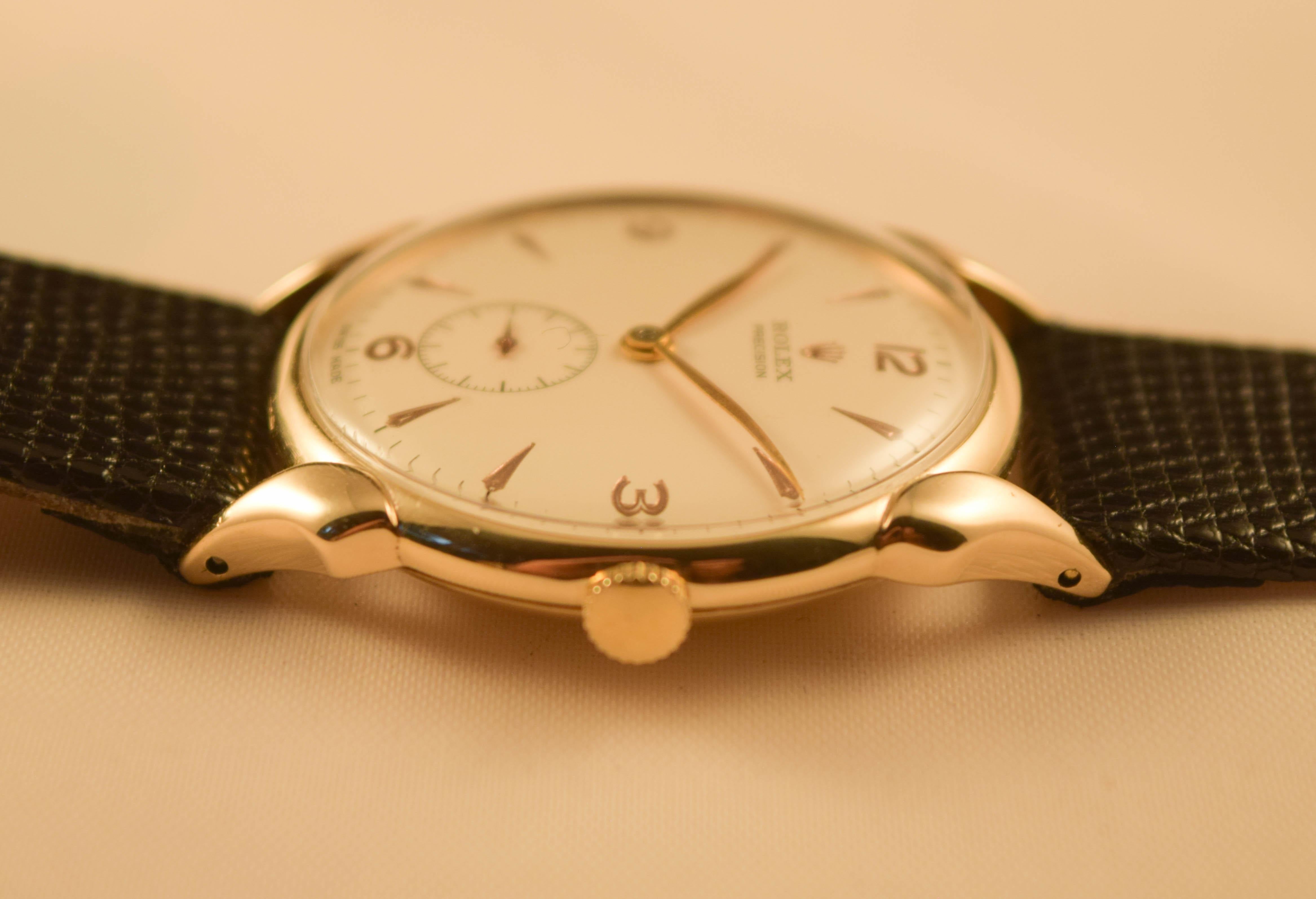 Rolex Vintage Solid Gold Scallop Lugs extremely rare For Sale 12
