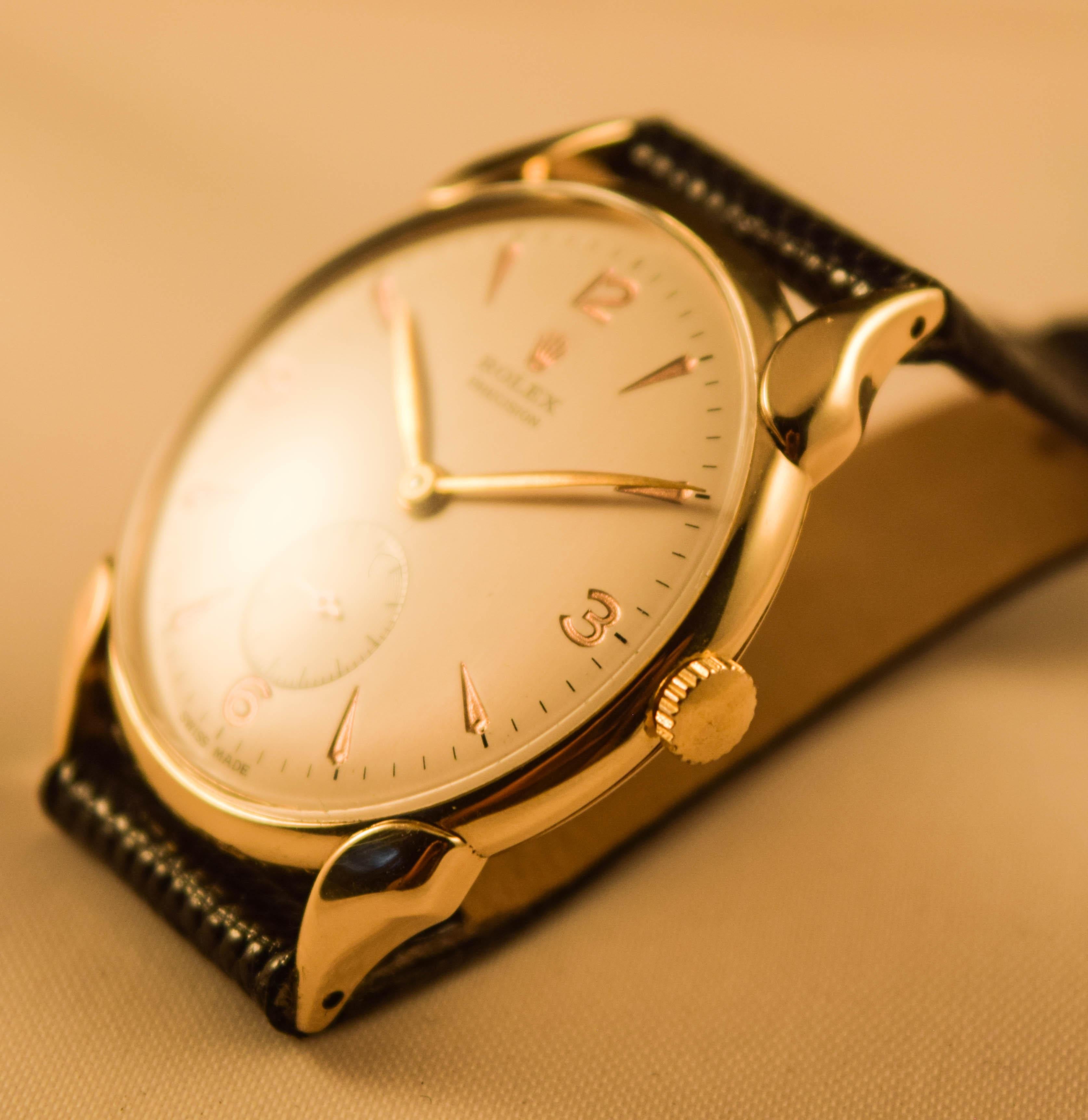 Rolex Vintage Solid Gold Scallop Lugs extremely rare For Sale 14