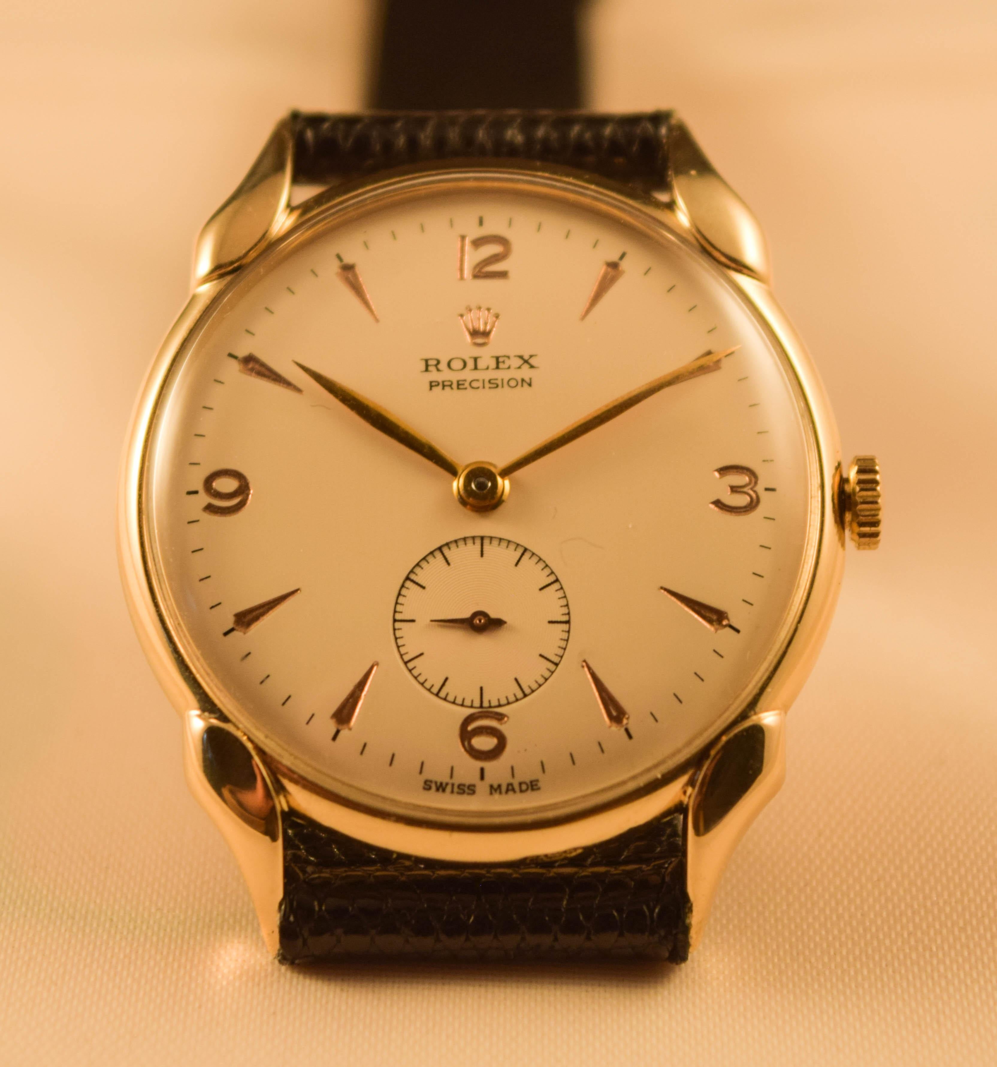 Rolex Vintage Solid Gold Scallop Lugs extremely rare For Sale 15