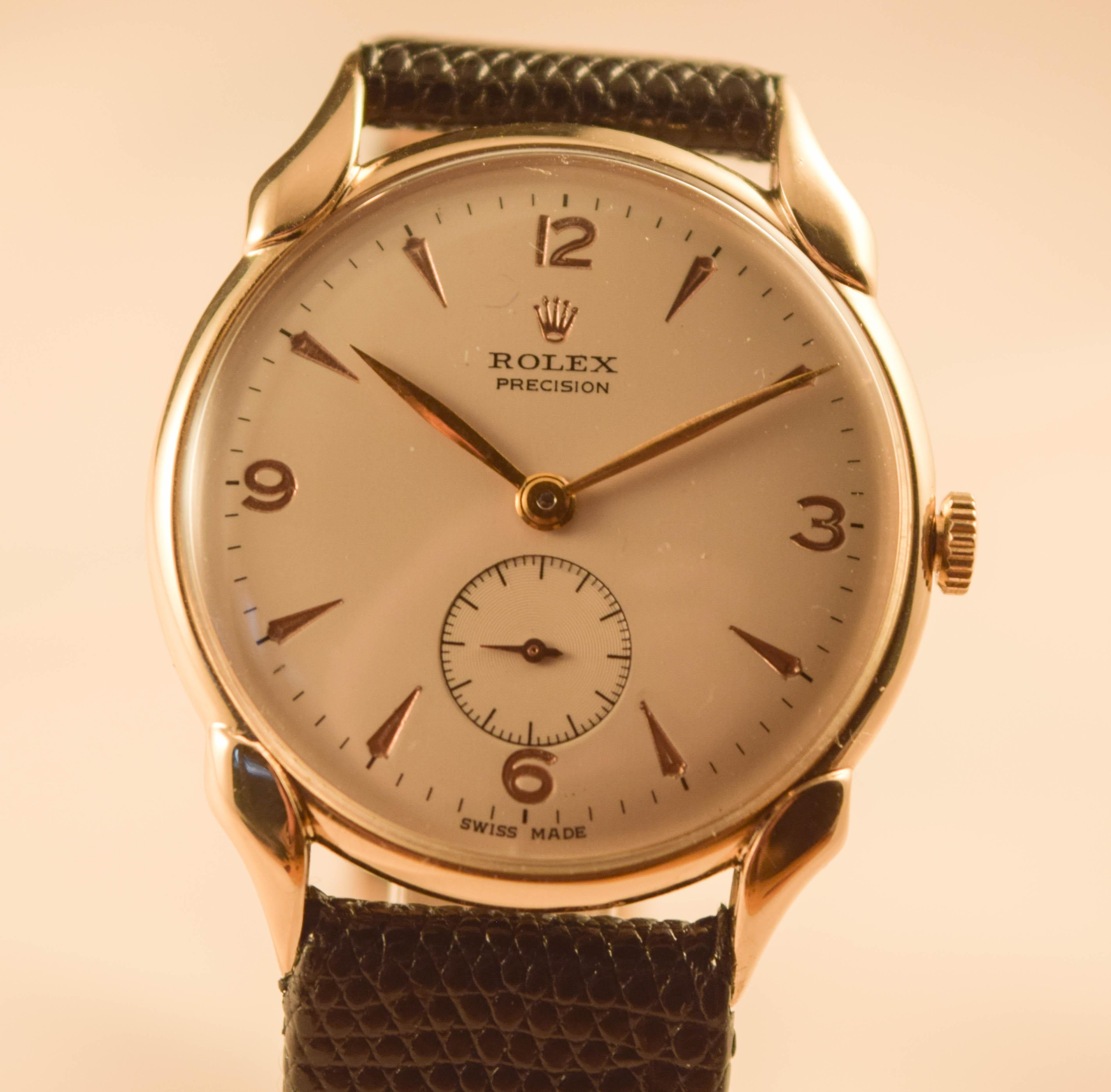 Rolex Vintage Solid Gold Scallop Lugs extremely rare For Sale 2