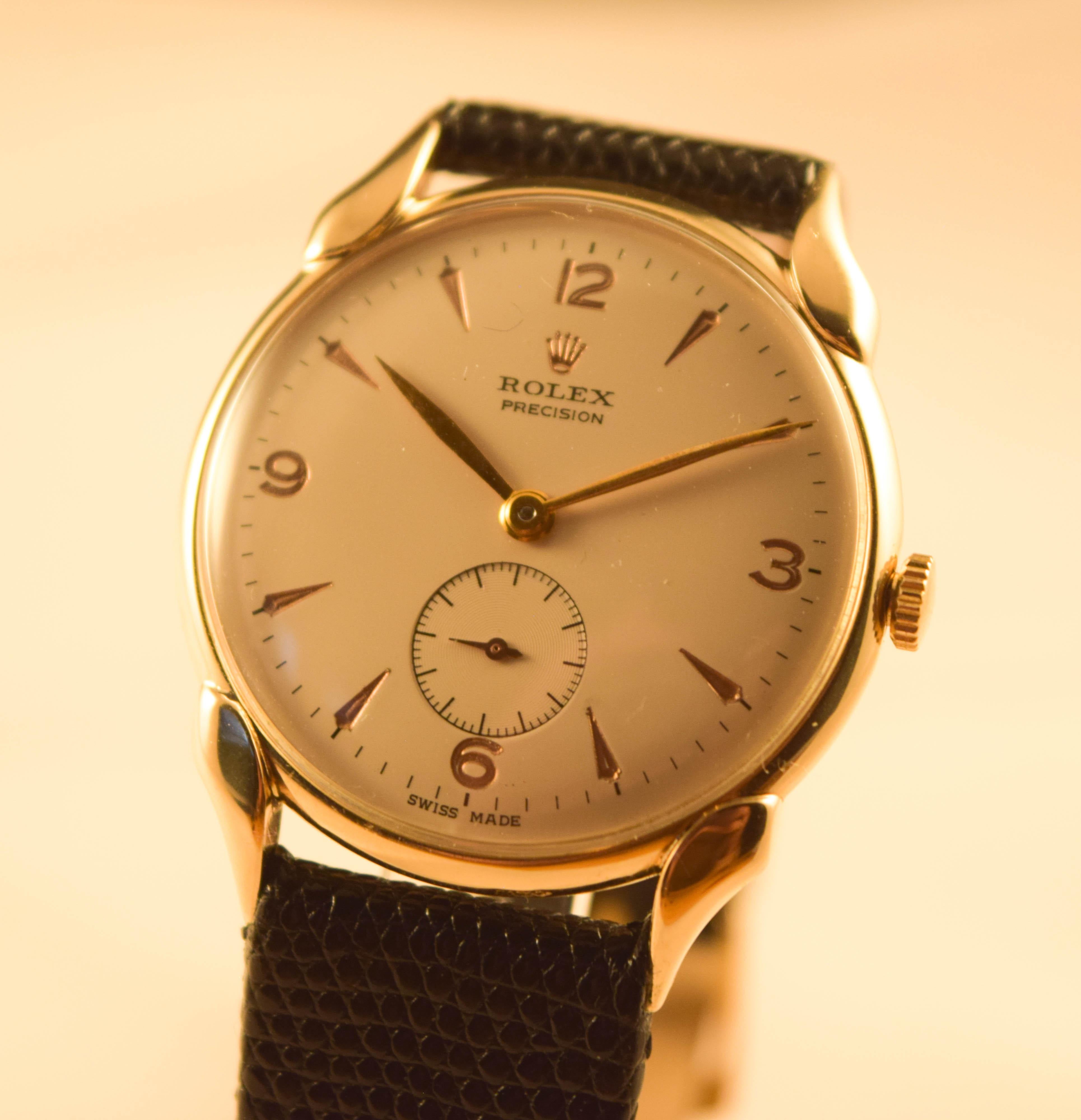 Rolex Vintage Solid Gold Scallop Lugs extremely rare For Sale 5