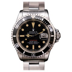 Rolex Vintage Submariner Single Red Matte Dial 1680 Steel Automatic Watch, 1970