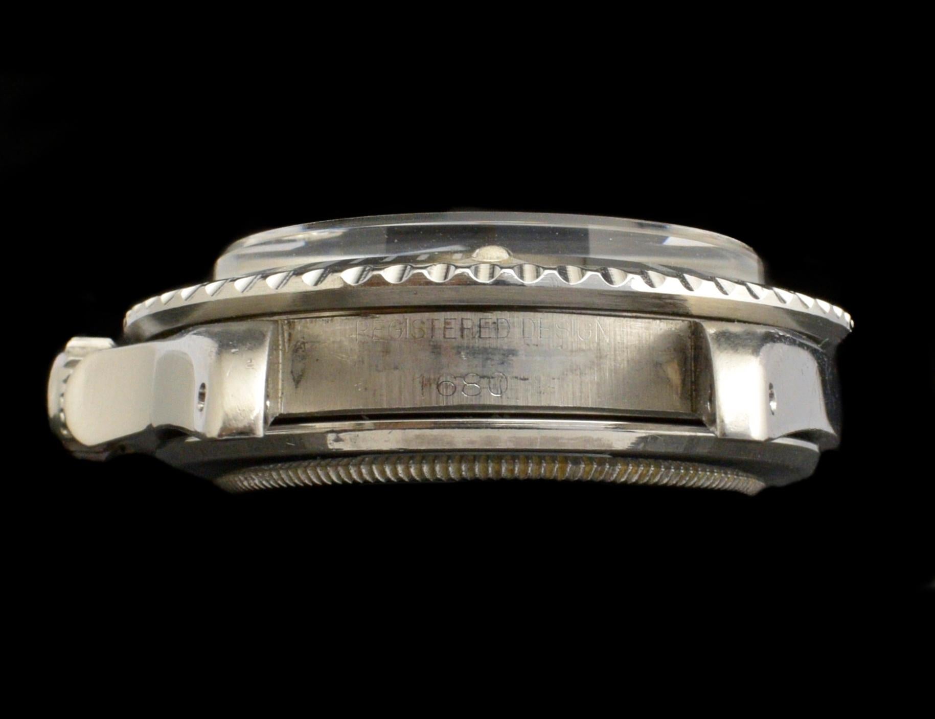 Rolex Montre Submariner vintage à remontage automatique en acier, première montre rouge 1680, 1969 en vente 1