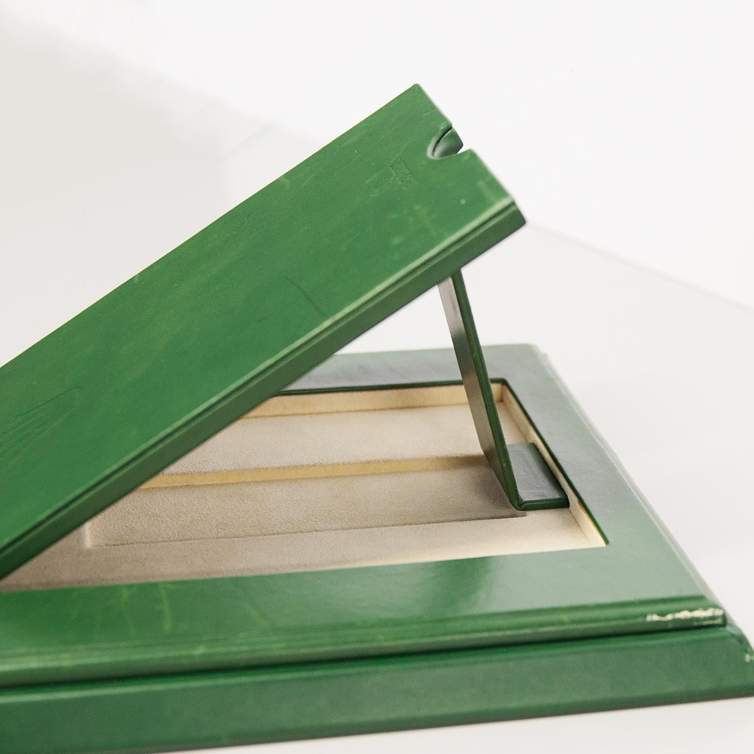 Mid-Century Modern Rolex Montre de table vintage en cuir vert miroir, années 1980 en vente