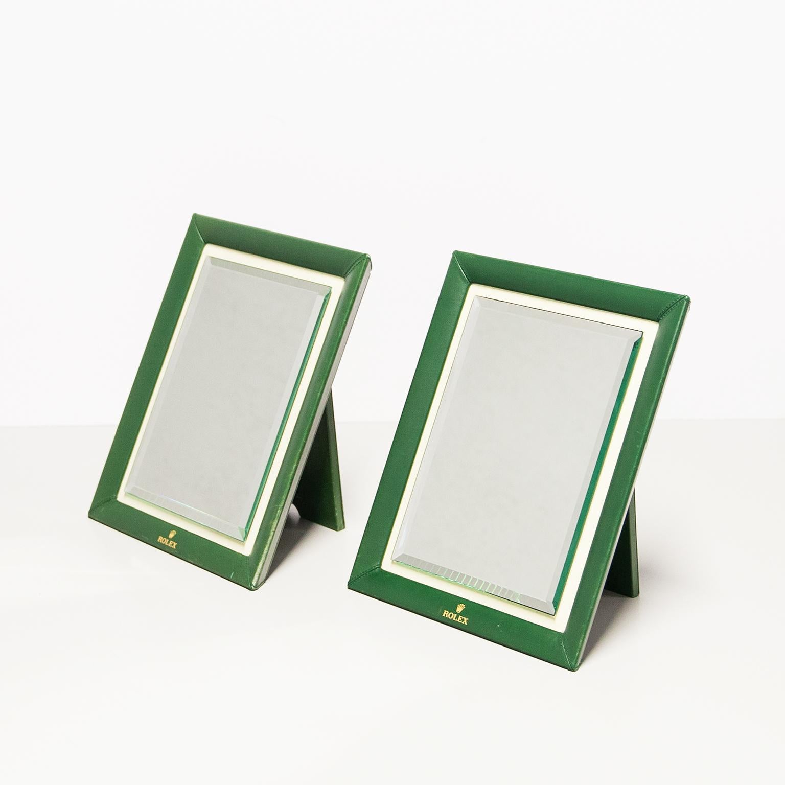 Fin du 20e siècle Rolex Montre de table vintage en cuir vert miroir, années 1980 en vente