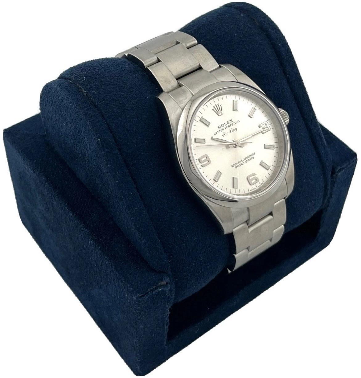 Timeless and understated, the Rolex Air-King Ref. 114200 is a classic expression of Rolex's heritage in aviation-inspired timekeeping. Crafted in stainless steel, this 34mm model features a smooth bezel, a clean, easy-to-read dial, and the solid