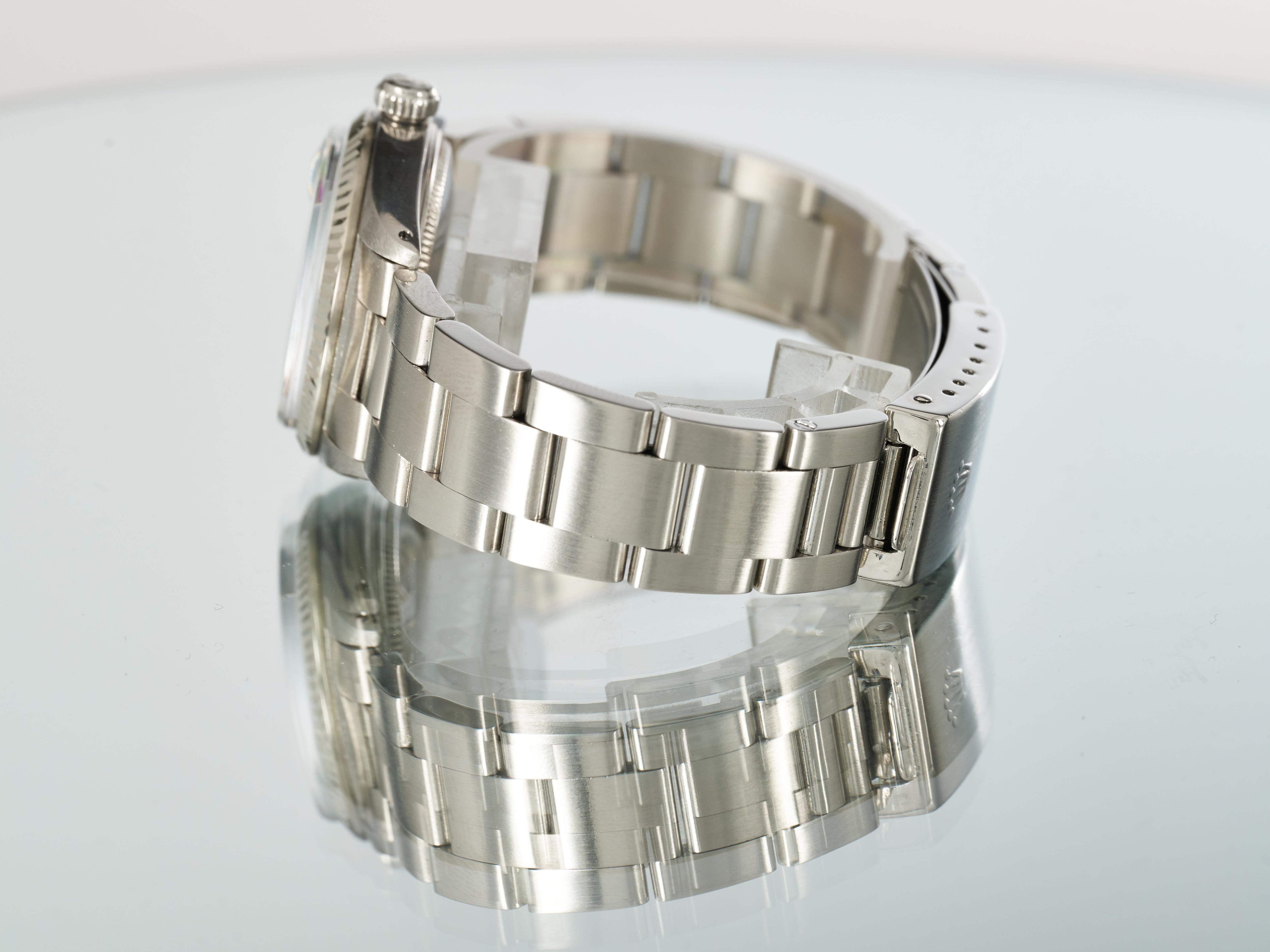 Rolex Montre Datejust 31 mm, cadran Sigma gris rhodié, lunette cannelée or, acier 1975 en vente 12