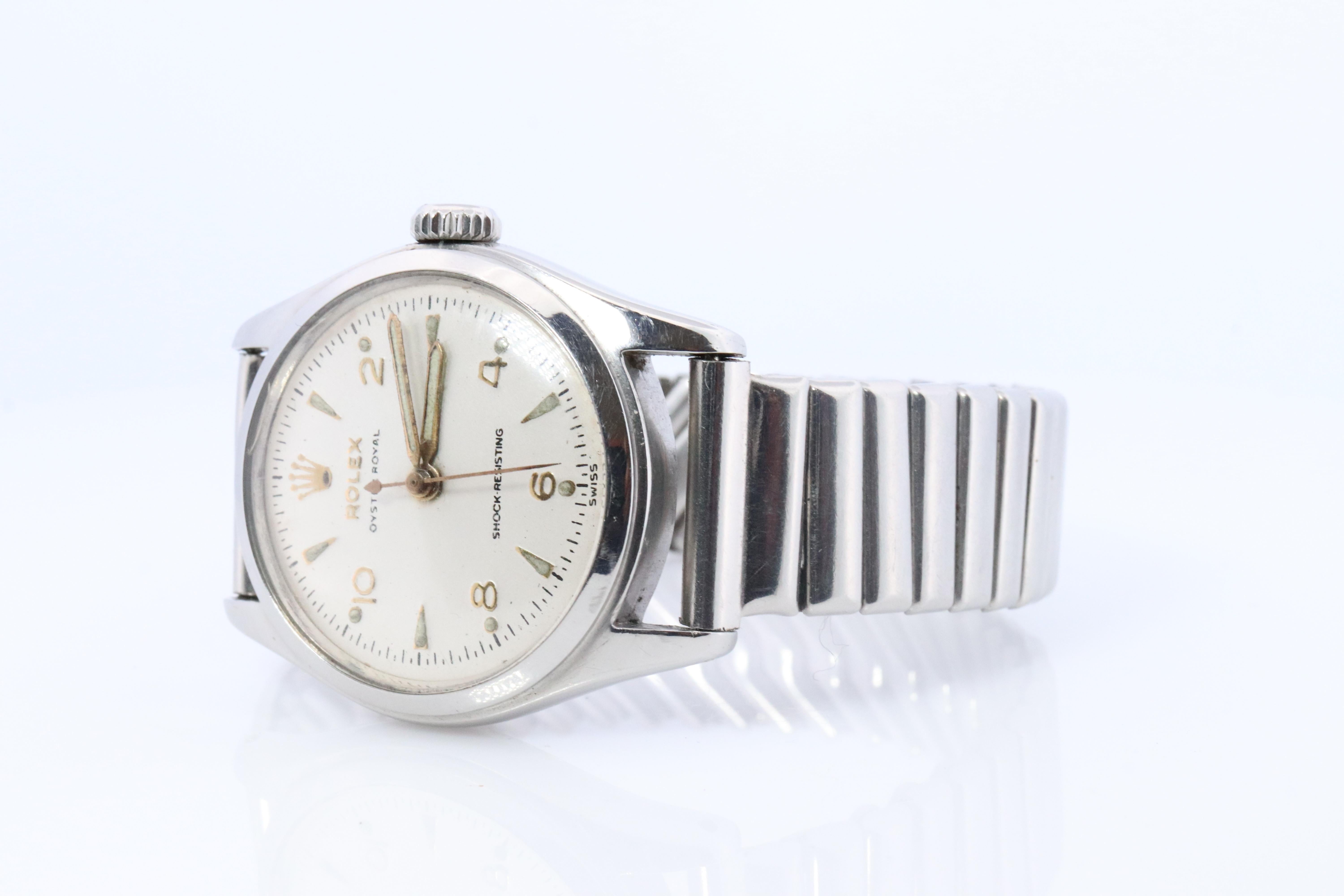ROLEX Watch. Rolex ref. 6144 1950s Stainless Steel Mens Rolex watch. In Good Condition For Sale In Port Charlotte, FL