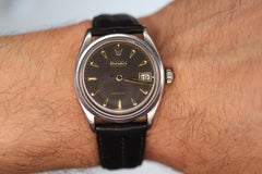 ROLEX Watch. Rolex ref. 6294 Rare Black Honeycomb Dial 1950s Mens Rolex watch.