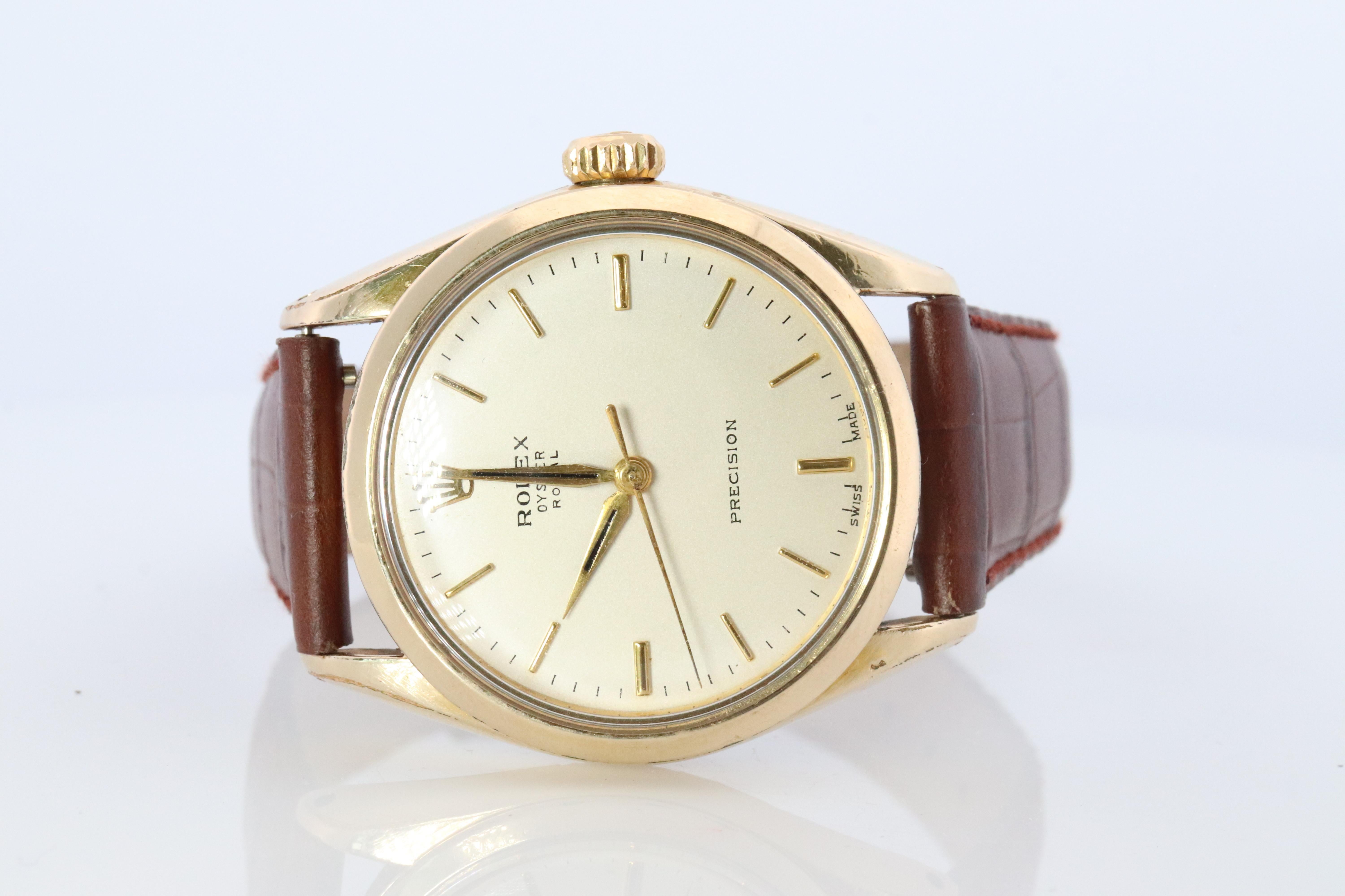 Modern ROLEX Watch. Rolex ref. 6426 1960s Gold Capped Stainless Steel Mens Rolex watch. For Sale