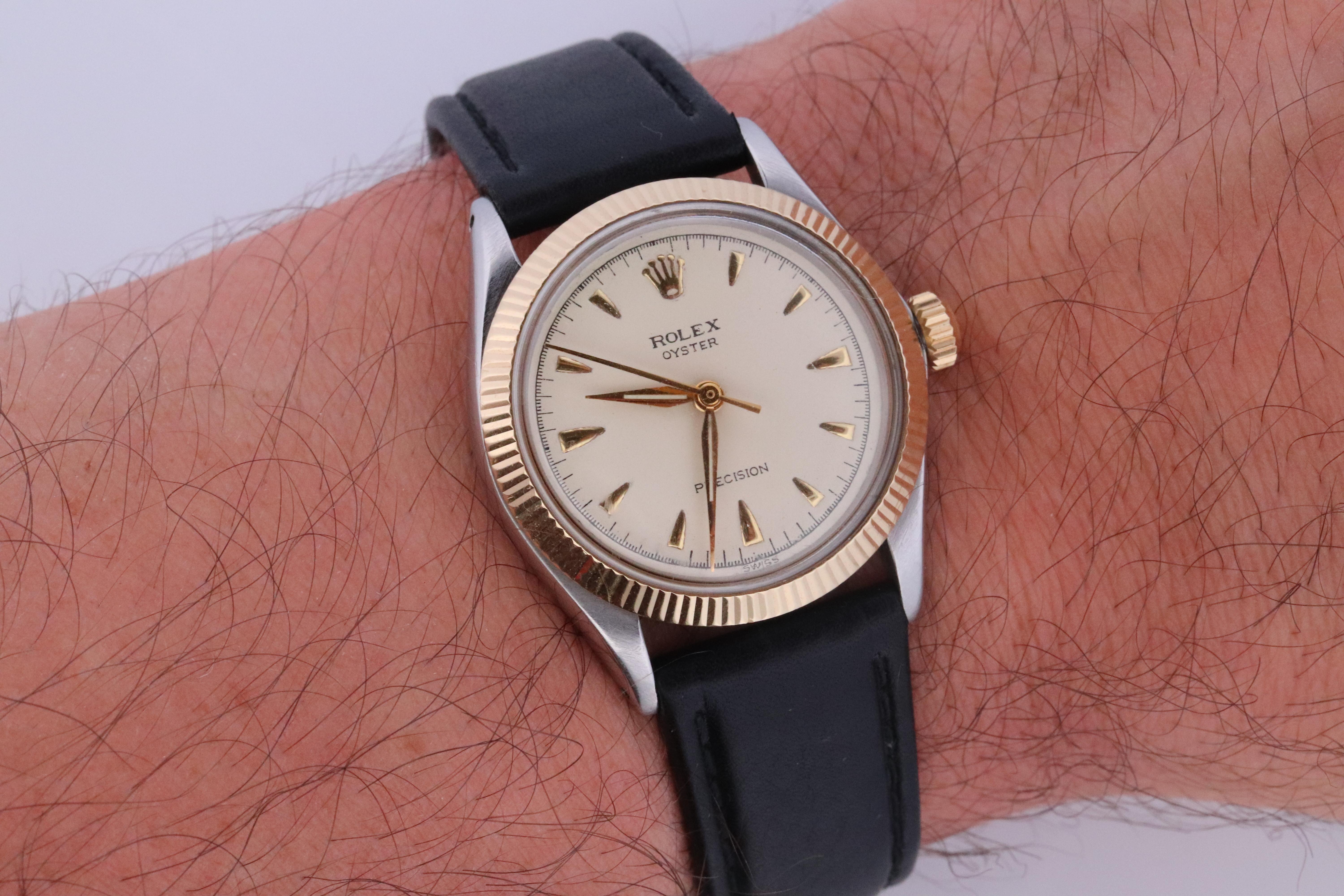 ROLEX Uhr. Rolex ref. 6430 1950s Edelstahl Multi Ton Rolex Herrenuhr. im Angebot 6