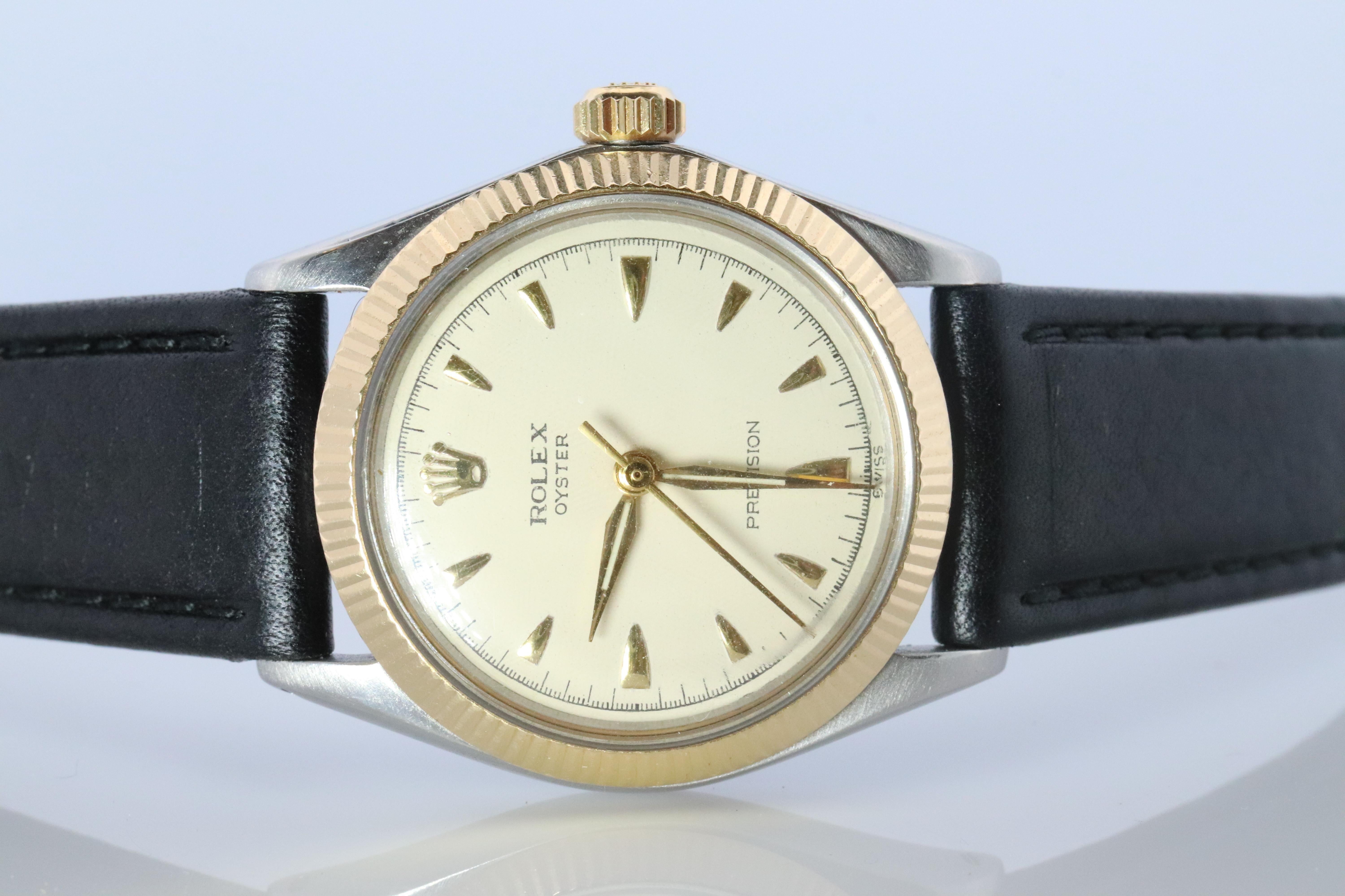 ROLEX Uhr. Rolex ref. 6430 1950s Edelstahl Multi Ton Rolex Herrenuhr. (Moderne) im Angebot