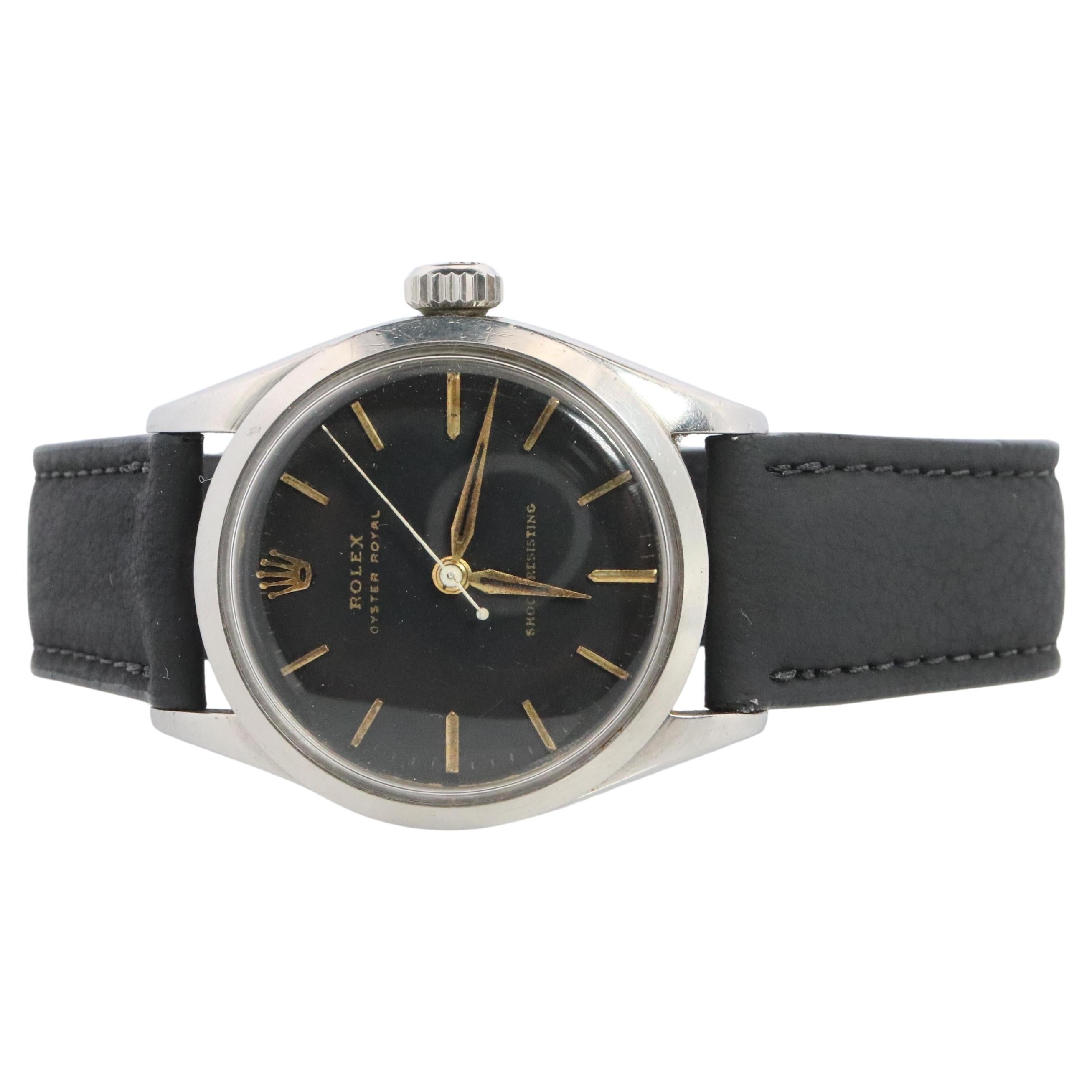 Reloj ROLEX. Rolex ref. 6444 Raro reloj Rolex de caballero de los años 50 con esfera negra.