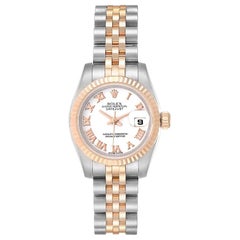 Rolex White 18K Rose Gold And Stainless Steel Women's Wristwatch 26 MM