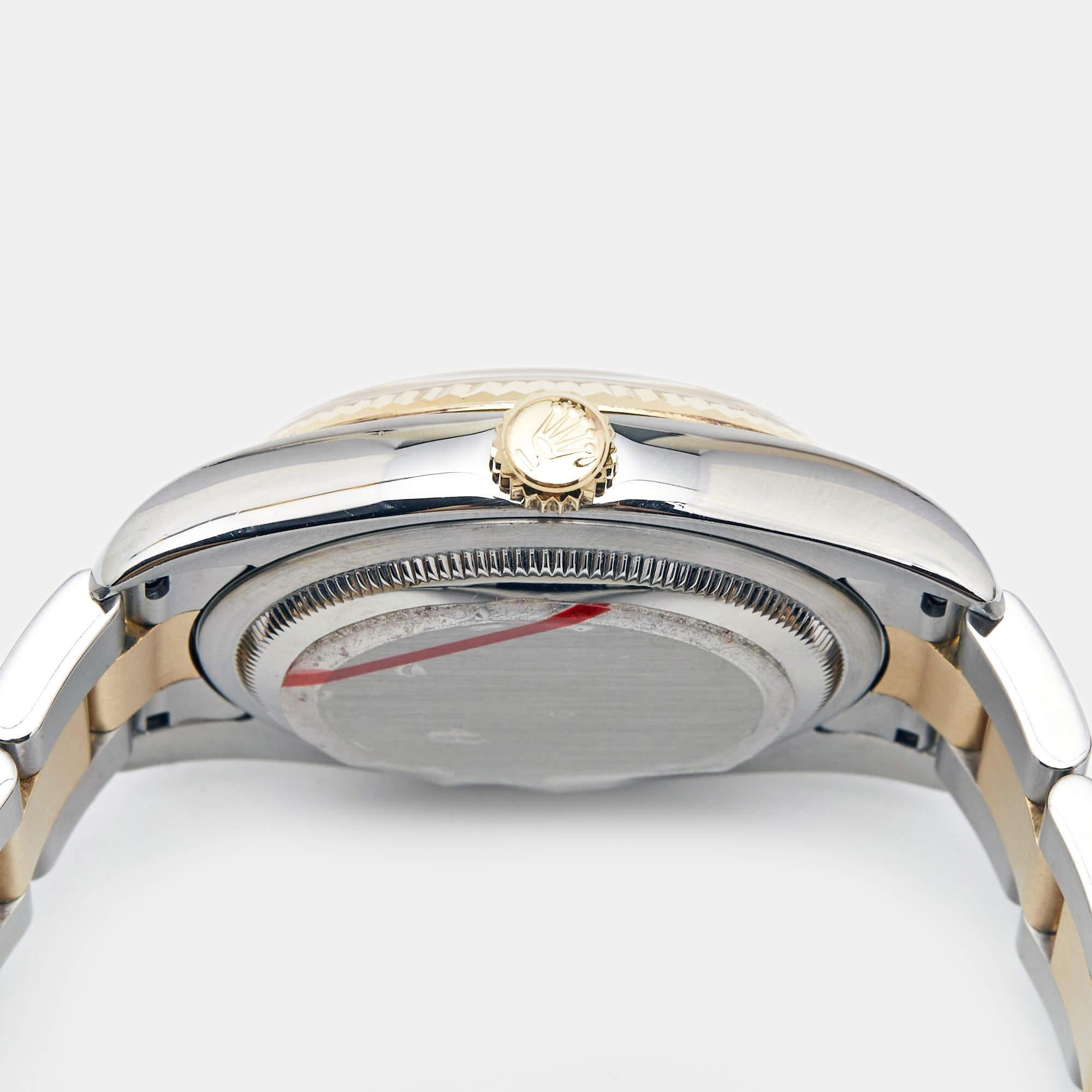 Rolex White 18K Yellow Gold Oystersteel Datejust 116233 Men's Wristwatch 36 mm In Good Condition In Dubai, Al Qouz 2