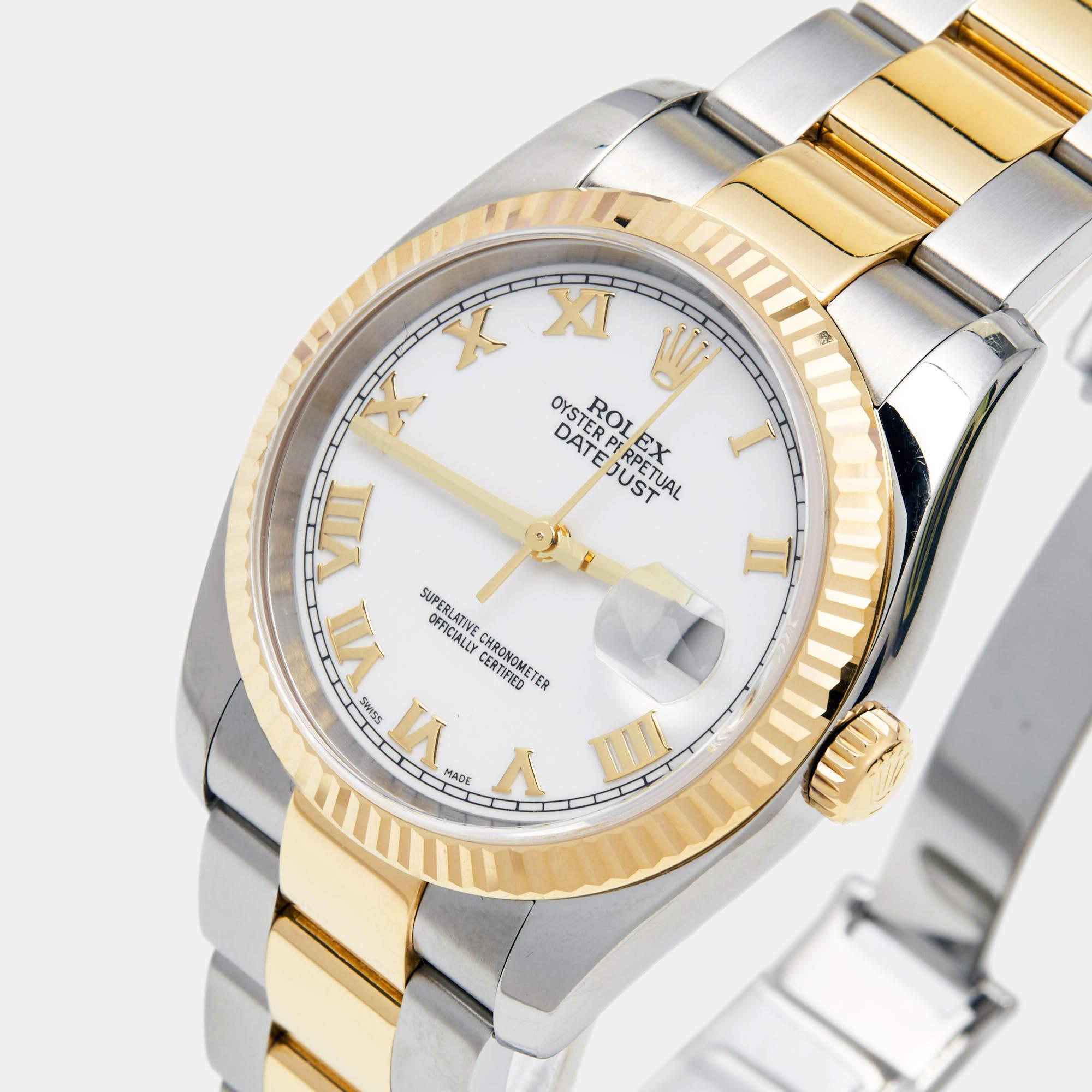 Rolex White 18K Yellow Gold Oystersteel Datejust 116233 Men's Wristwatch 36 mm 3