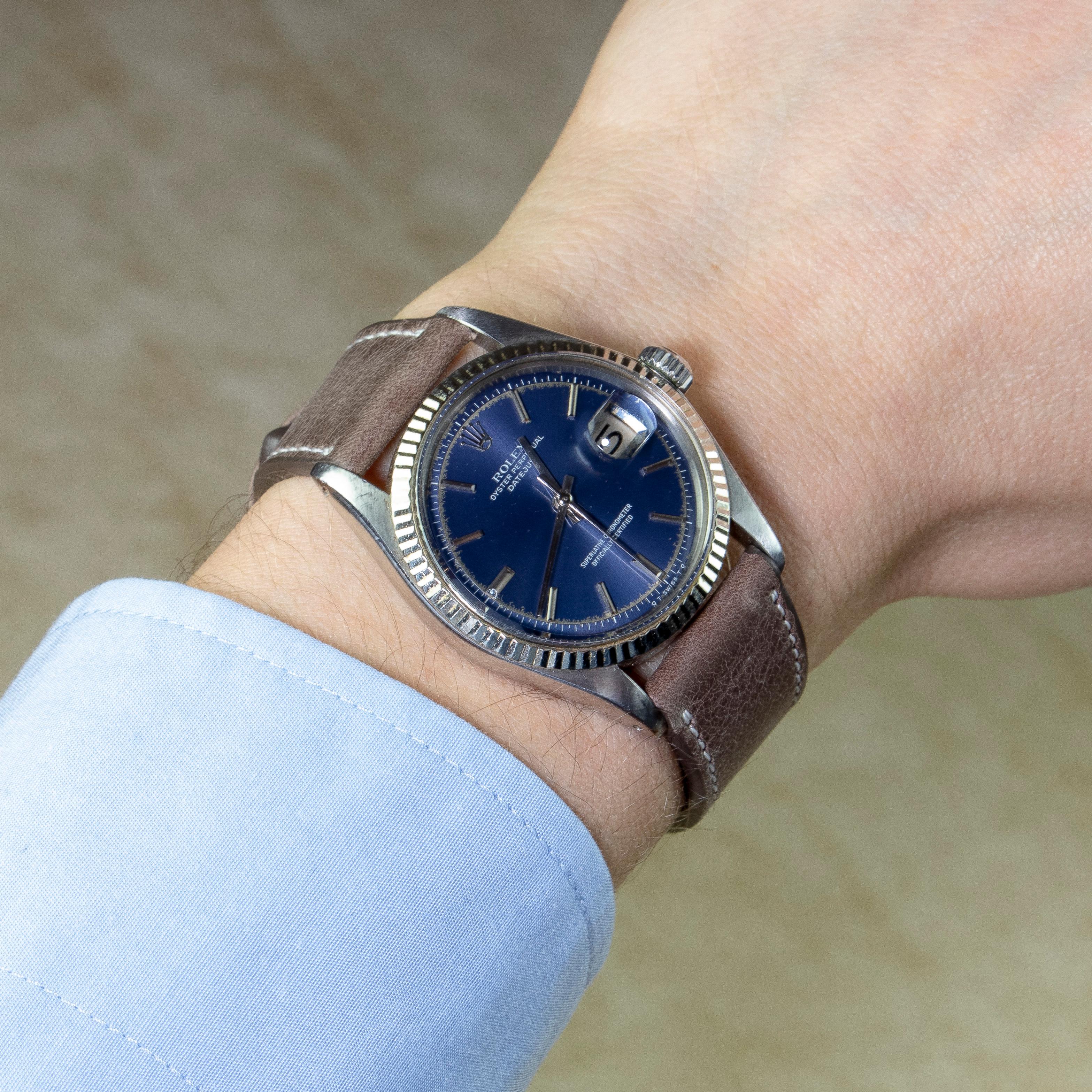 Rolex White Gold and Stainless Blue Sigma Dial Datejust Wristwatch 1