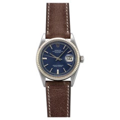 Rolex White Gold and Stainless Blue Sigma Dial Datejust Wristwatch