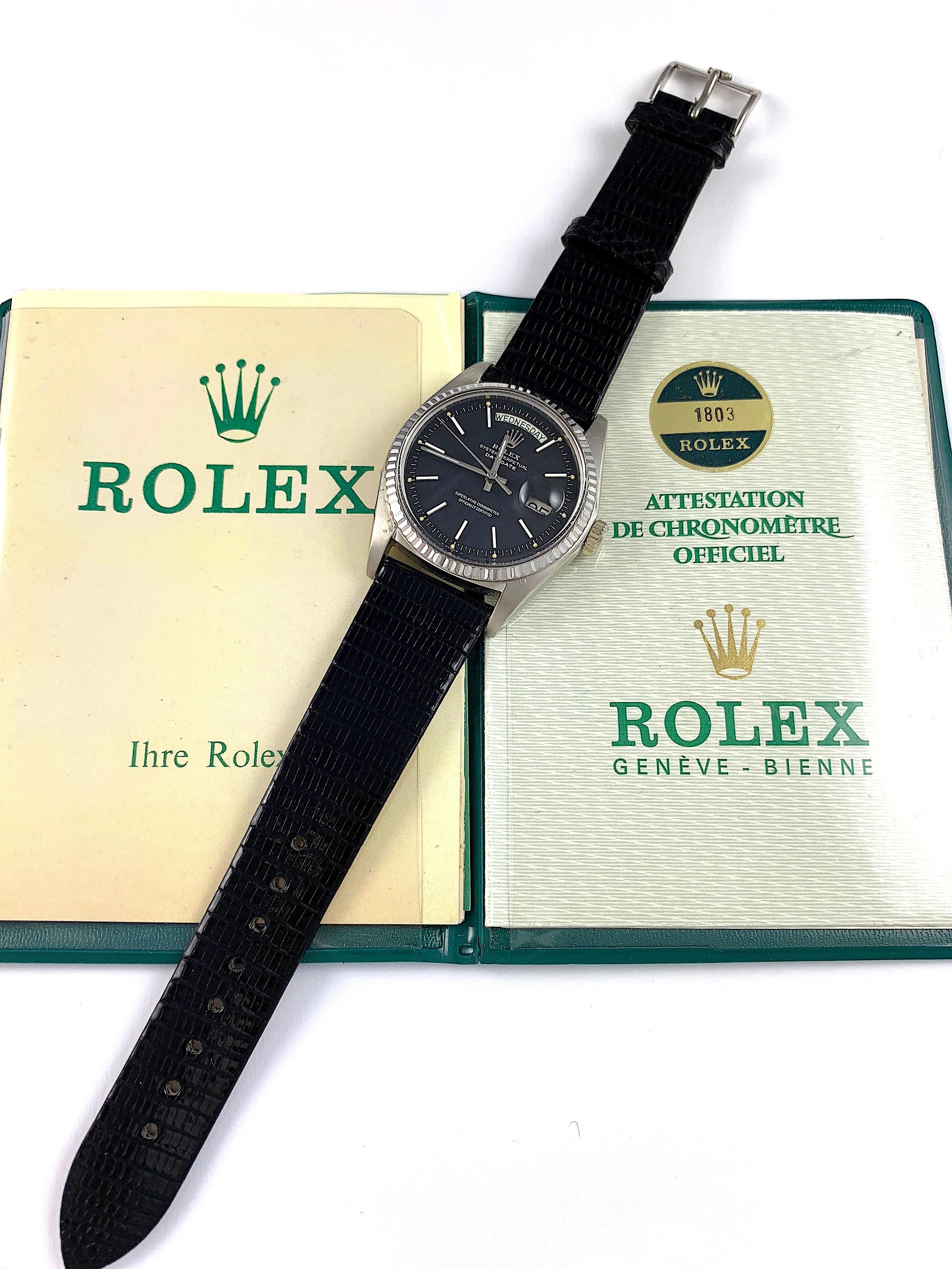 Rolex White Gold Black Confetti Dial Daydate Automatic Watch, with Papers 2