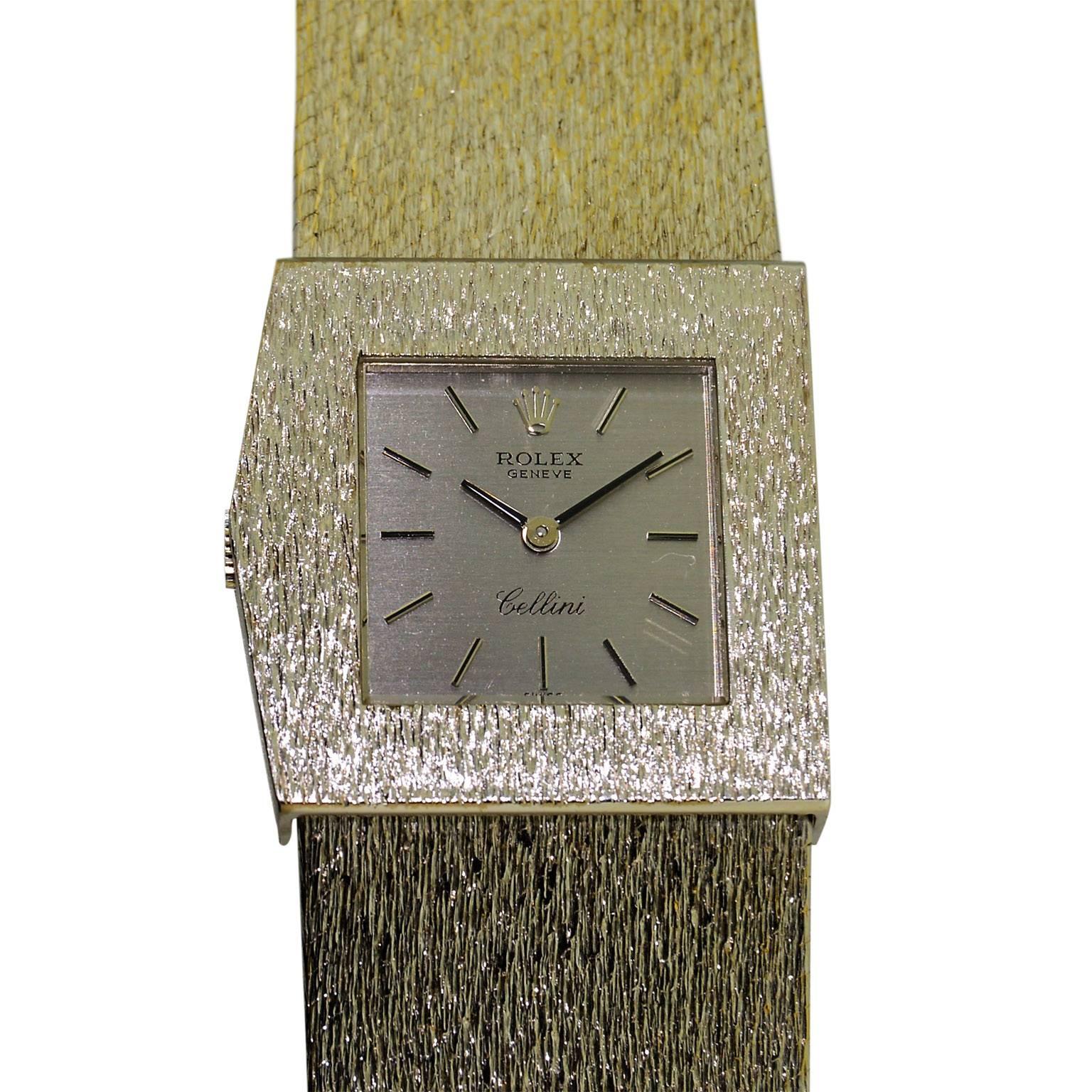 Rolex White Gold Cellini Right Handed Manual Watch, circa 1970s 1