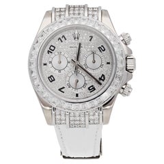 ROLEX White Gold Cosmograph Daytona with Baguette Diamond Bezel Watch
