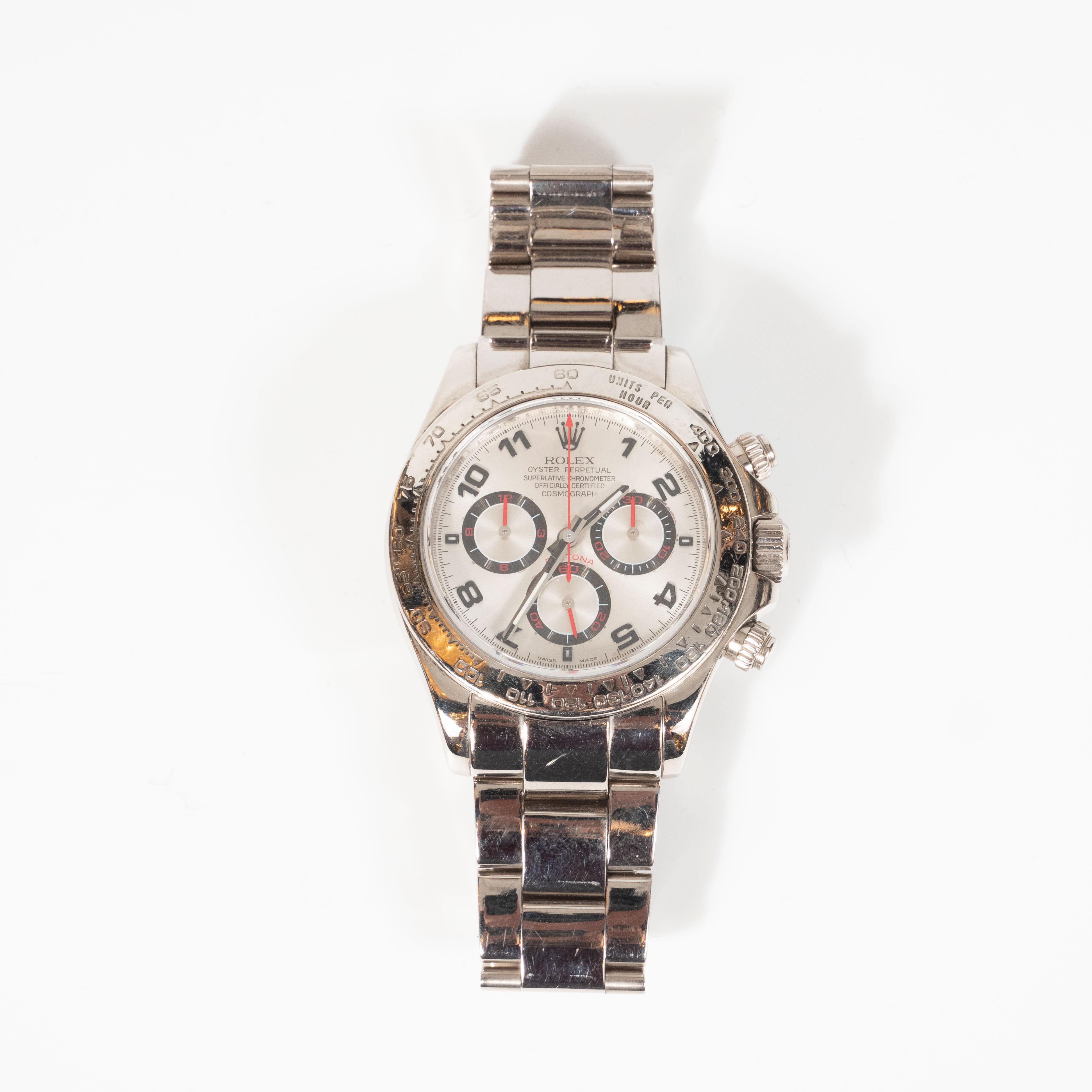 This handsome and iconic Rolex Cosmograph Daytona (Serial: Z506506) was hand-assembled in Geneva, Switzerland by Rolex- arguably the most recognized and illustrious names in the history of watchmaking- in 2007. Designed for those who appreciate the