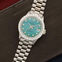 Rolex White Gold Diamond Blue Stella Dial Datejust Automatic Wristwatch Ref 6917