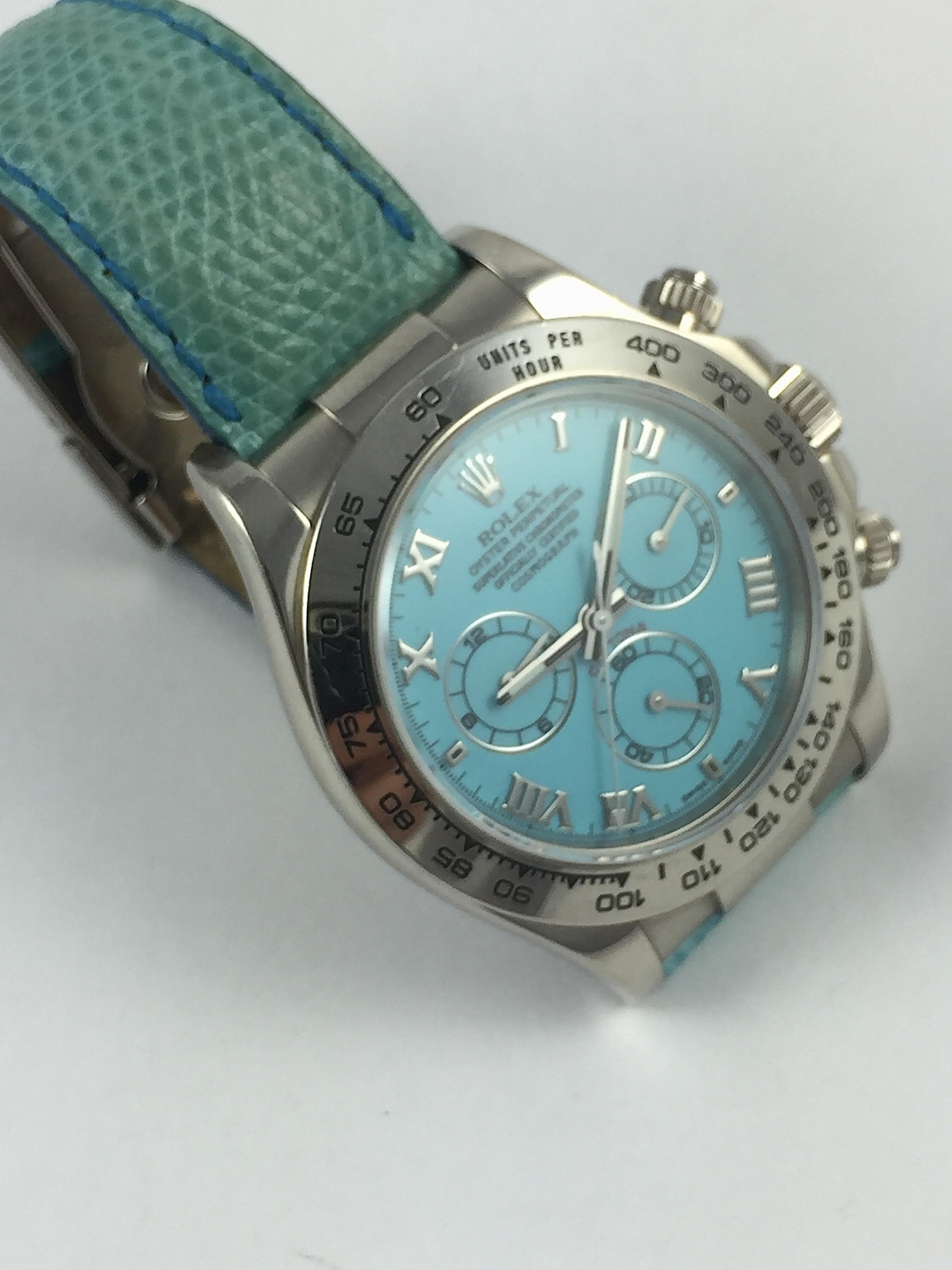 Women's or Men's Rolex White Gold Daytona Blue Beach Edition Automatic Watch with Papers