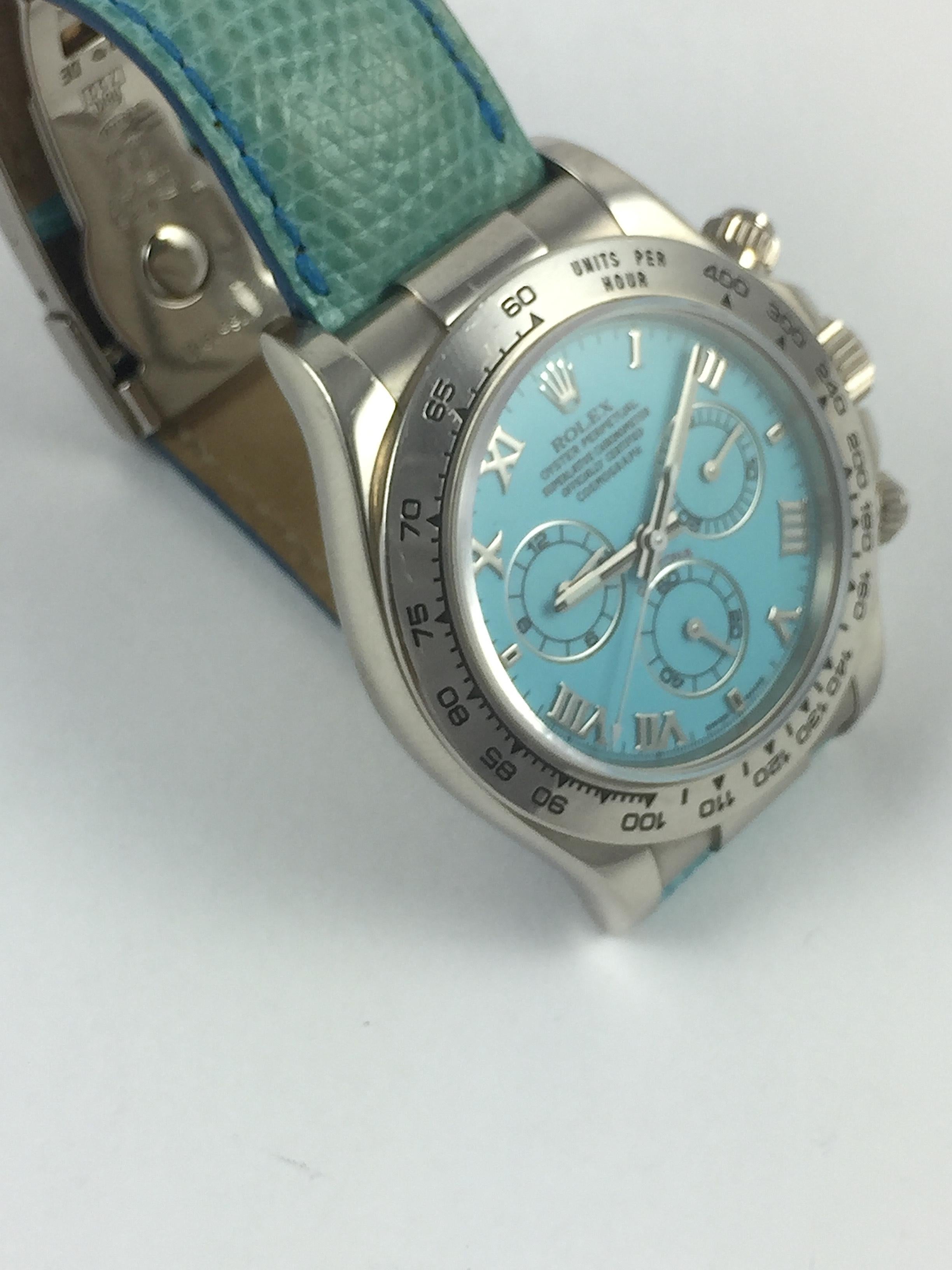 Rolex White Gold Daytona Blue Beach Edition Automatic Watch with Papers 1
