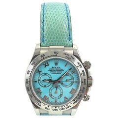 Used Rolex White Gold Daytona Blue Beach Edition Automatic Watch with Papers