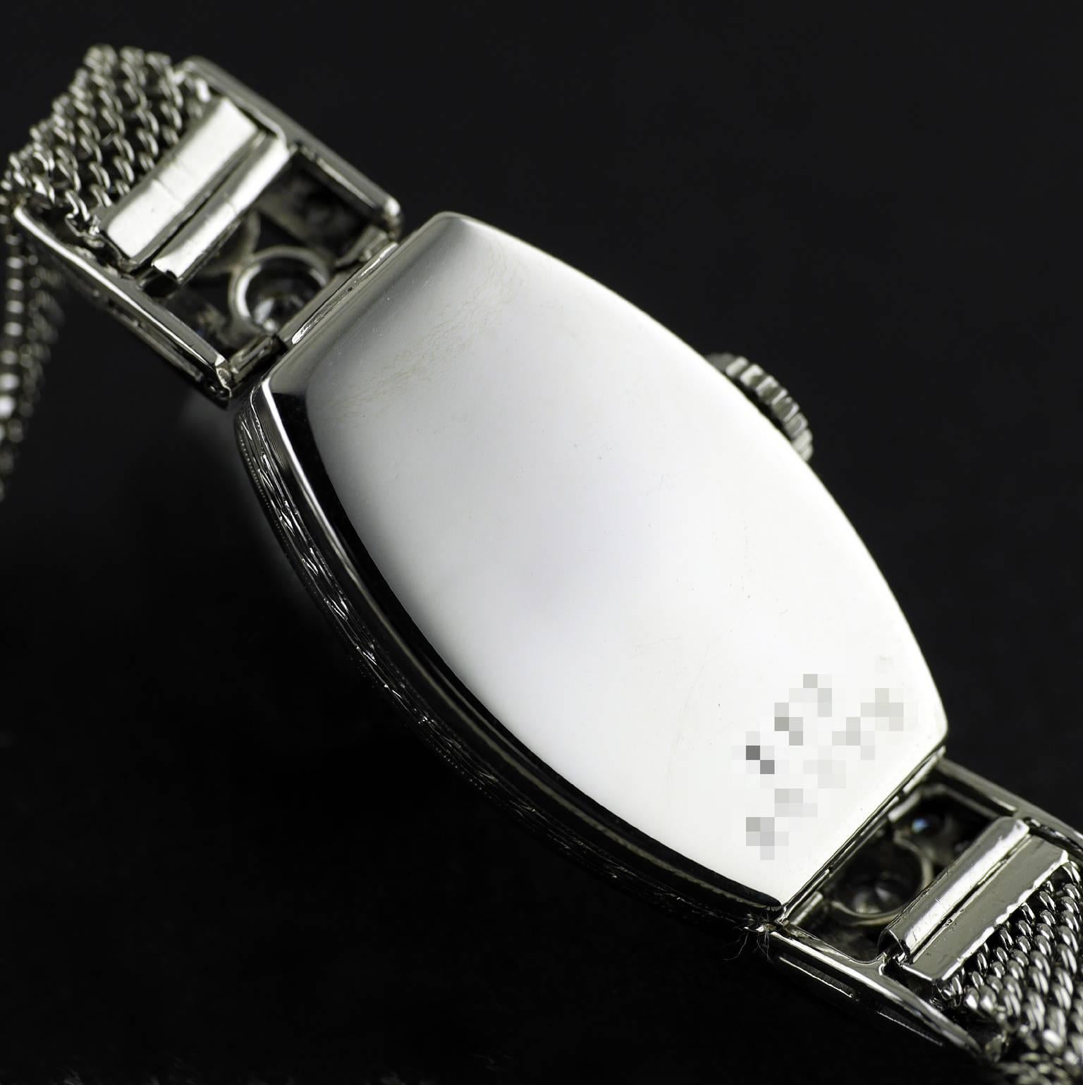 Old European Cut Rolex White Gold Diamond Art Deco Wristwatch, 1926