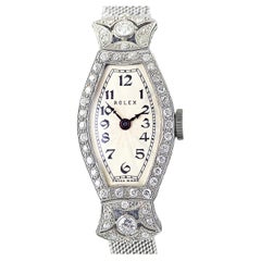 Rolex, reloj de pulsera Art Déco de oro blanco y diamantes, fechado en 1927