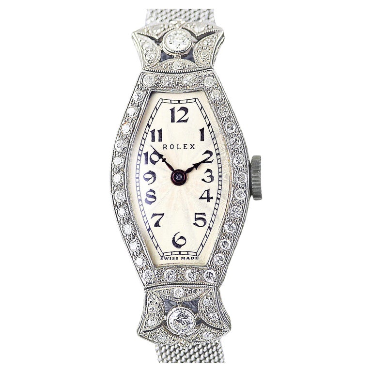 1920s Rolex Sterling Silver and Enamel Art Deco Wristwatch main image 1